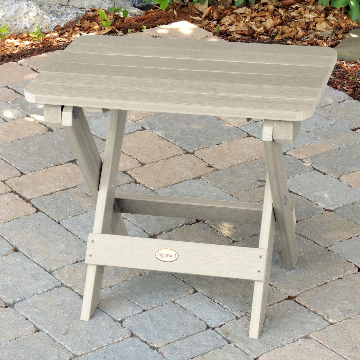 Lakeview Folding Adirondack Side Table - Whitewash - Up Position thumbnail