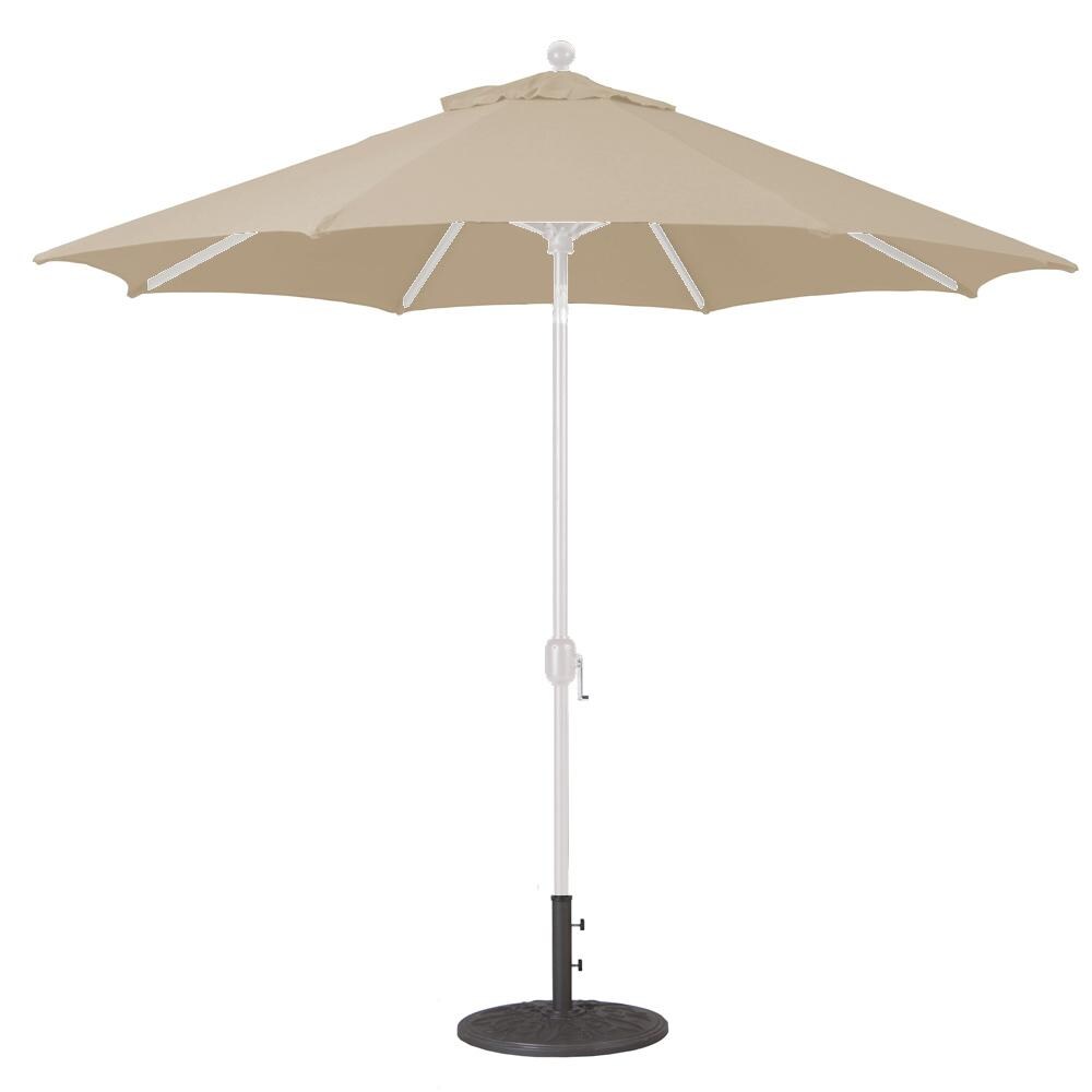 Galtech 9 Ft. Octagonal Aluminum Patio Market Umbrella W/ Crank Lift And Deluxe Auto Tilt - White Frame W/ Sunbrella Canvas Antique Beige Canopy image