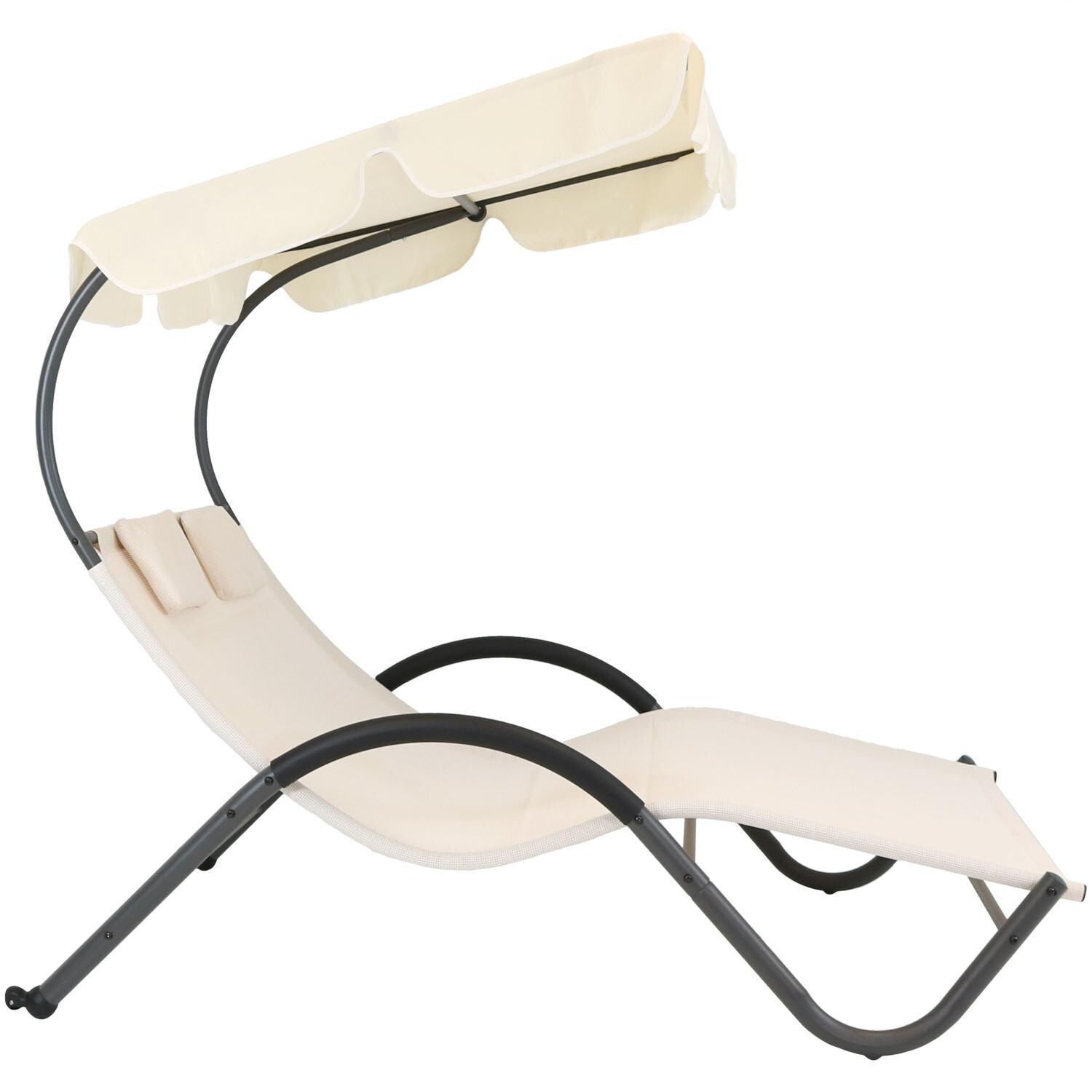 Ultimate Patio Double Chaise Lounge W/ Canopy & Headrest Pillows - Side View - White Background thumbnail