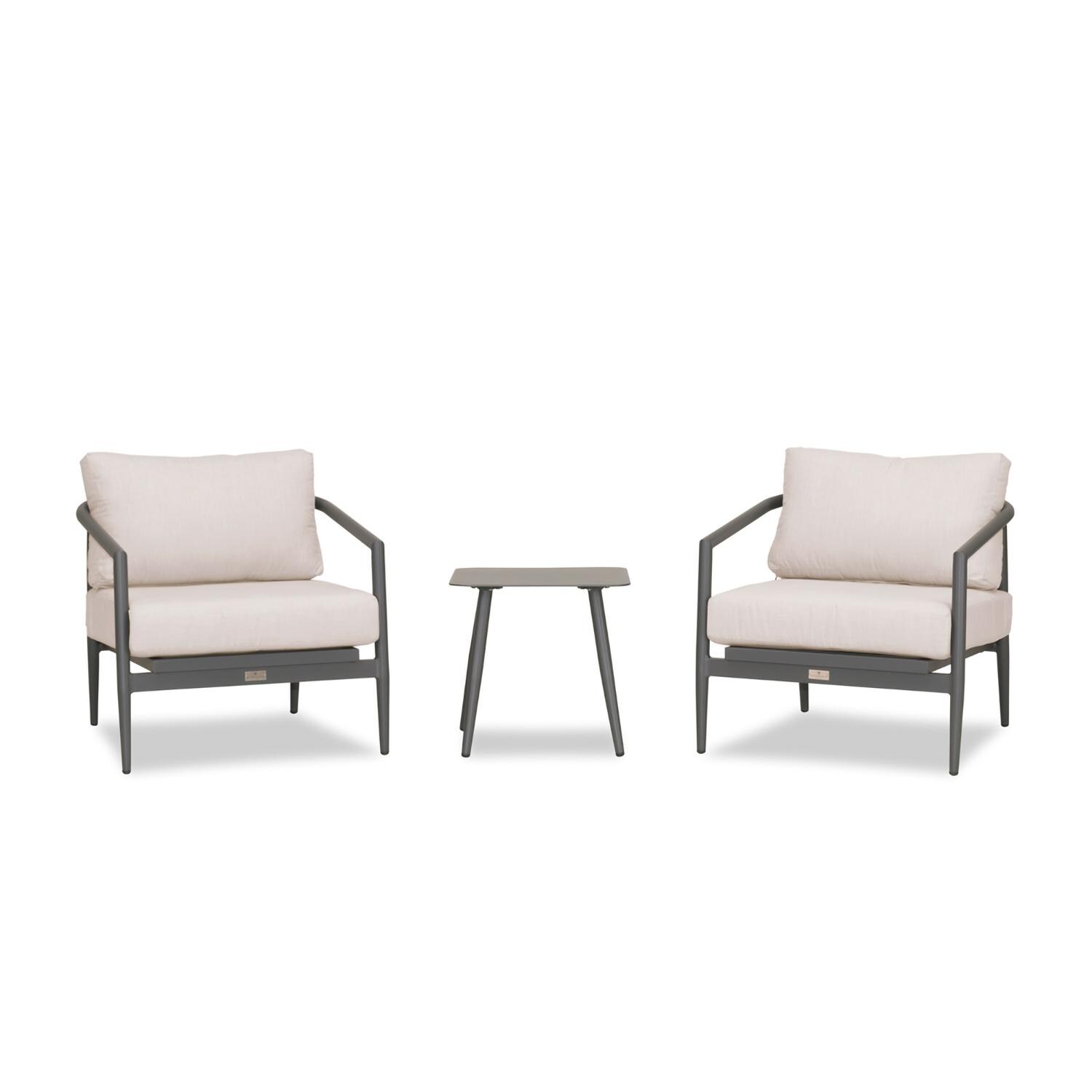 Lakeview Midnight Cove 3 Pc Aluminum Club Chair Seating Set in Slate/Pebble Gray/Cast Silver - Front - White Background thumbnail