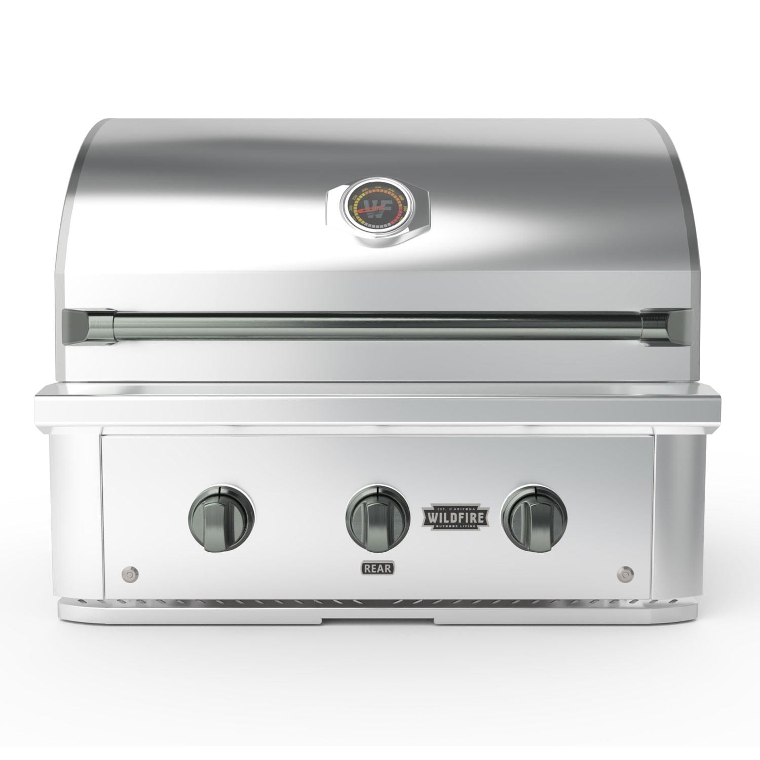 Wildfire Outdoor Living Wildfire Ranch Pro 30-in 2 Burner SS Propane Grill w/ Chrome Black Handle & Knobs - WFPRO30G-SS-LP + H30-CB + KB3-CB