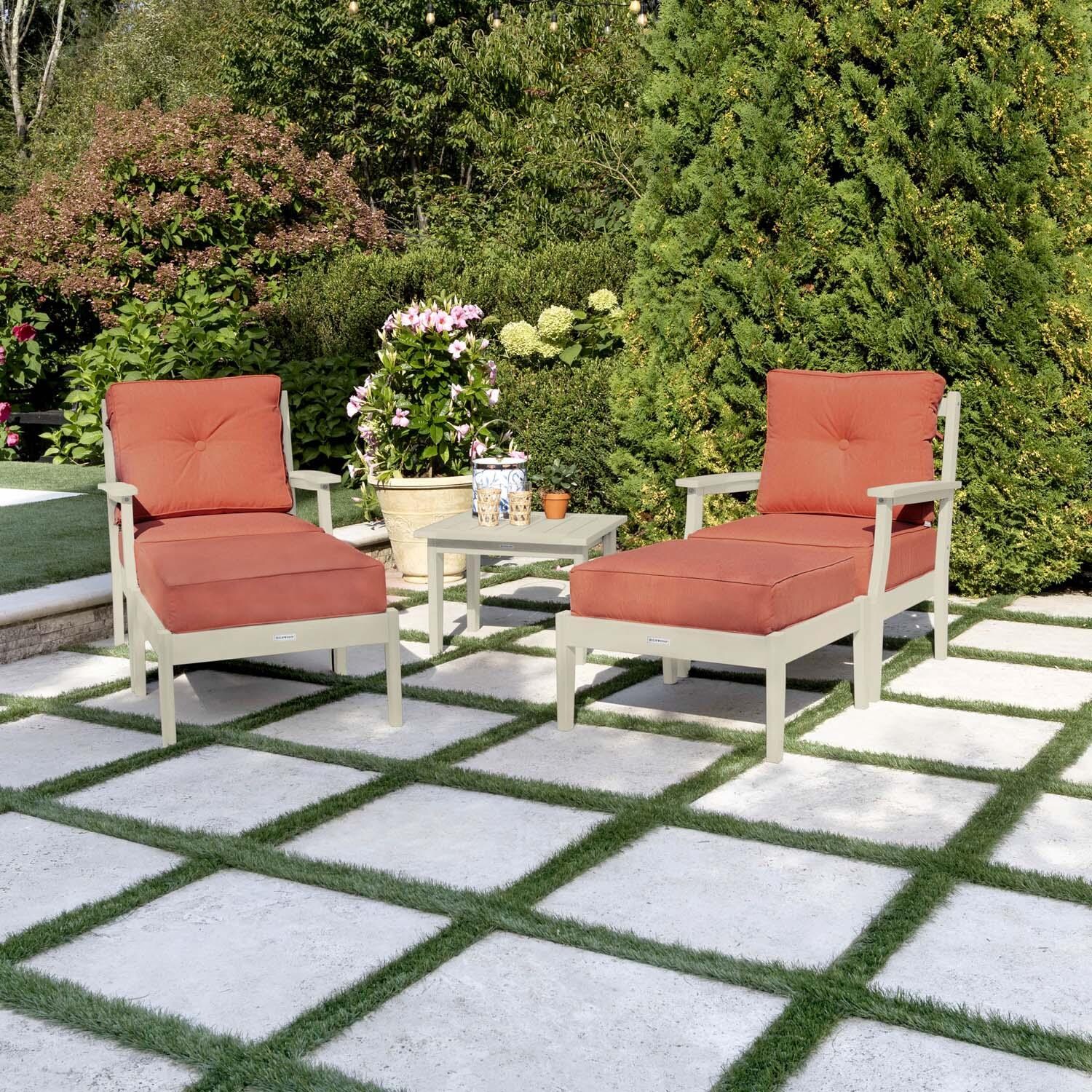 Blushing Bay 5 Pc Recycled Plastic Seating Set in Canvas Persimmon/Whitewash by Lakeview Outdoor Designs - Lifestyle thumbnail