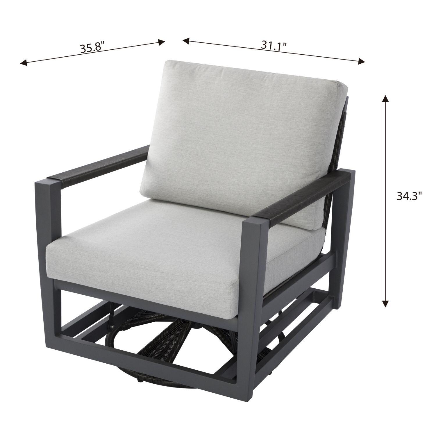 Elementi OS-2506W Laguna Outdoor Aluminum Swivel Club Chair w/ Sunbrella Cushions - Dimensional thumbnail