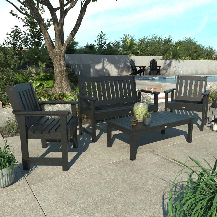 Hart Lane 4 Pc Set Polyresin Seating Set in Black By Lakeview Outdoor Designs - Lifestyle thumbnail