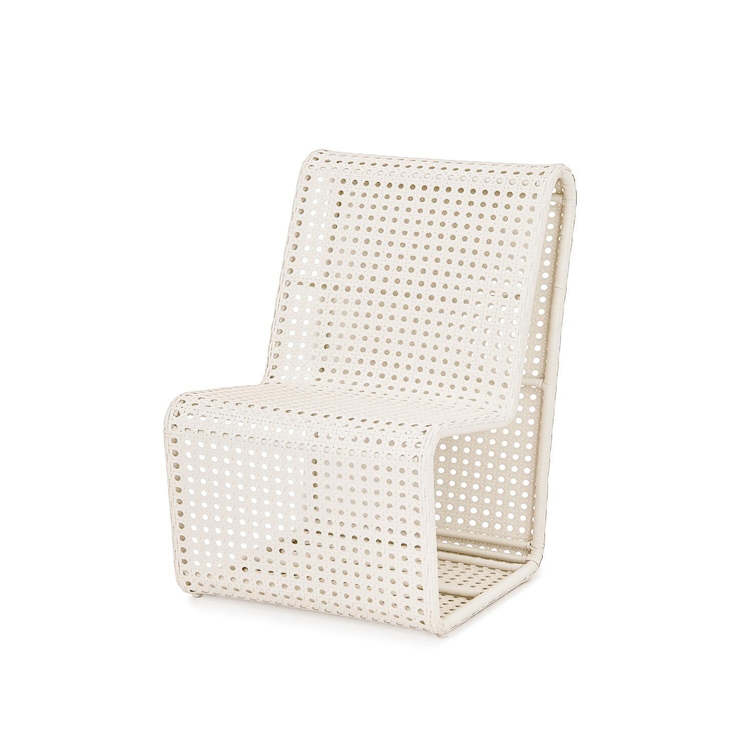 Teak + Table Breeze Wicker Patio Armless Club Chair in Off-White Cane - Angled View - White Background thumbnail