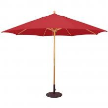 Galtech 11 Ft. Octagonal Hardwood Patio Market Umbrella W/ Pulley - Light Wood W/ Sunbrella Canvas Jockey Red Canopy