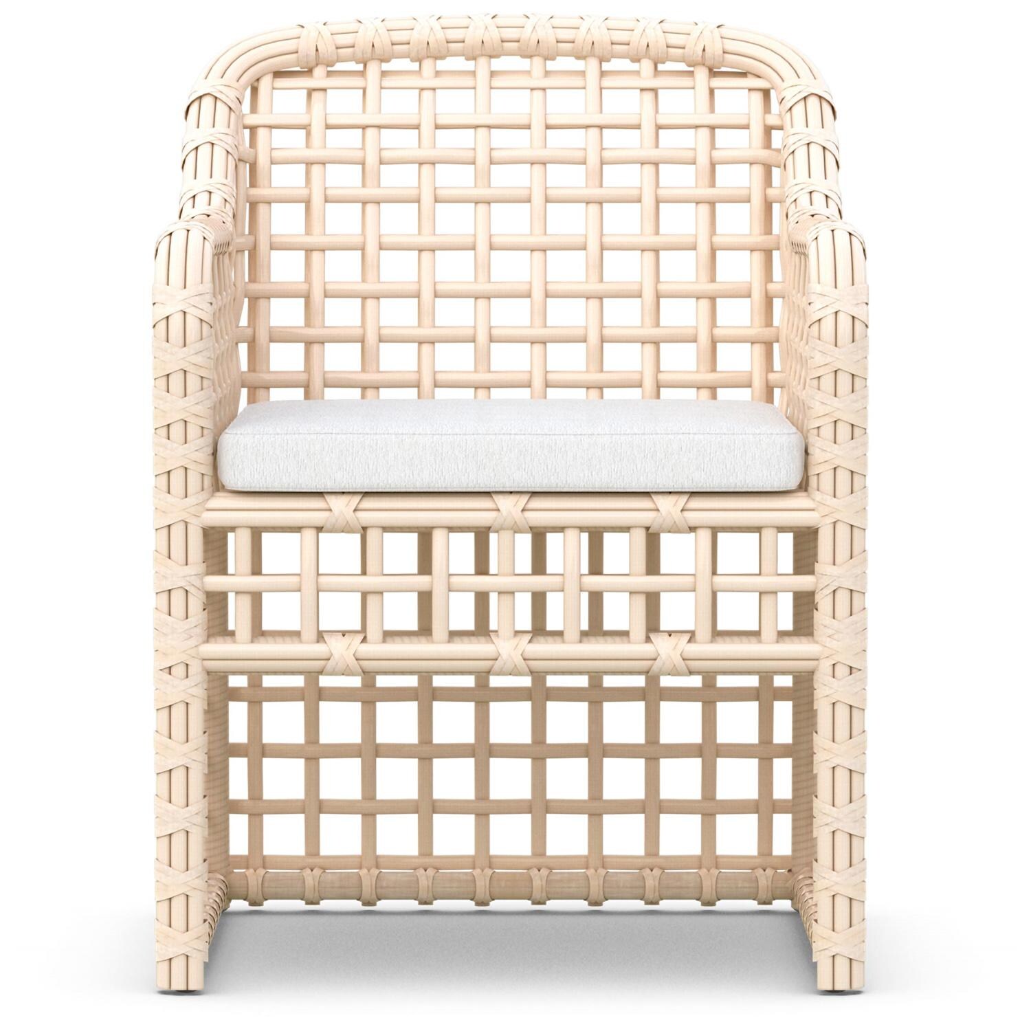 Azzurro Living Kiawah Wicker Dining Chair in Almond/Cloud - Front - White Background thumbnail