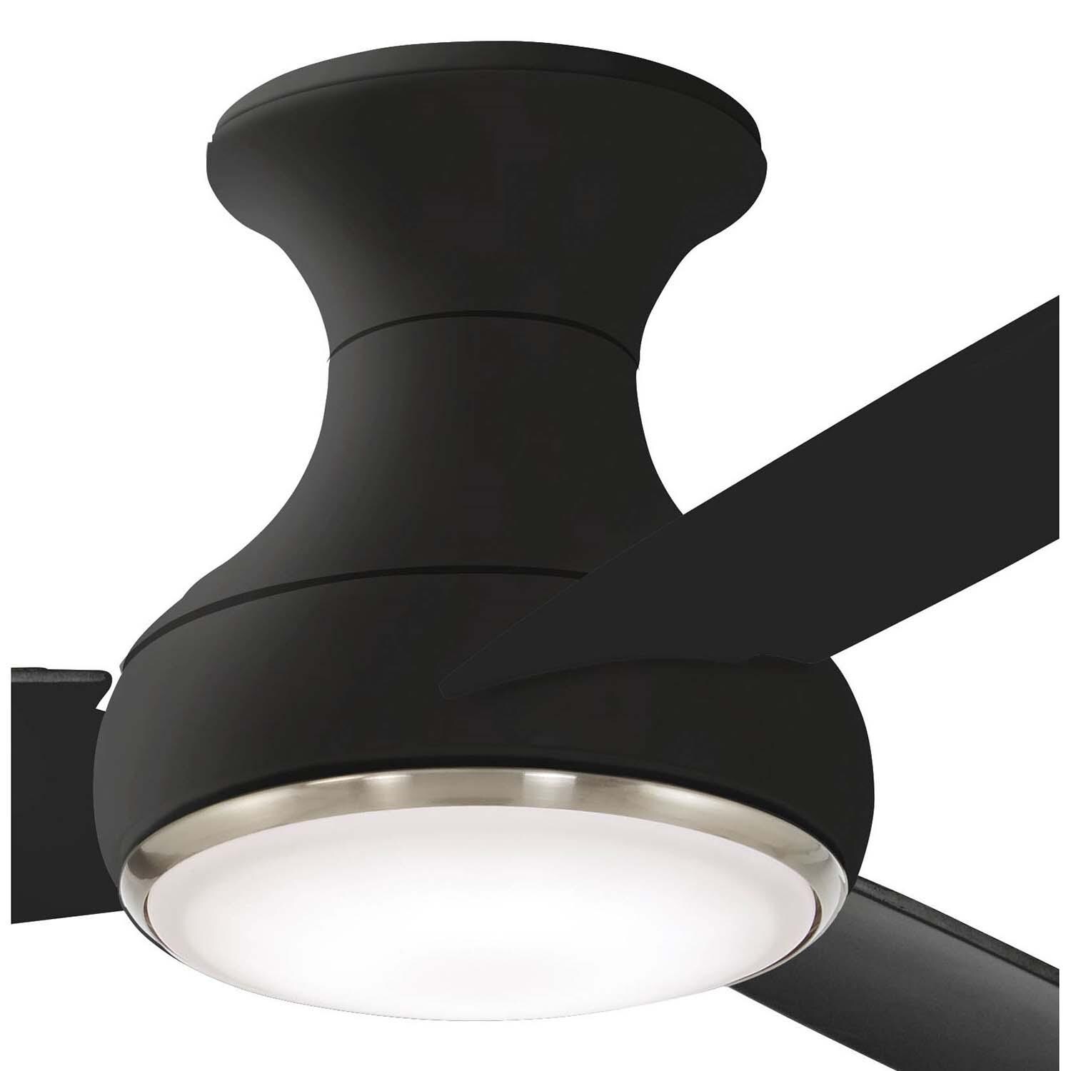 Minka-Aire F467L-CL Concept III 54-Inch 3-Blade LED Smart Ceiling Fan in Coal Finish W/ Coal Blades & Etched Opal Glass - Close Up thumbnail