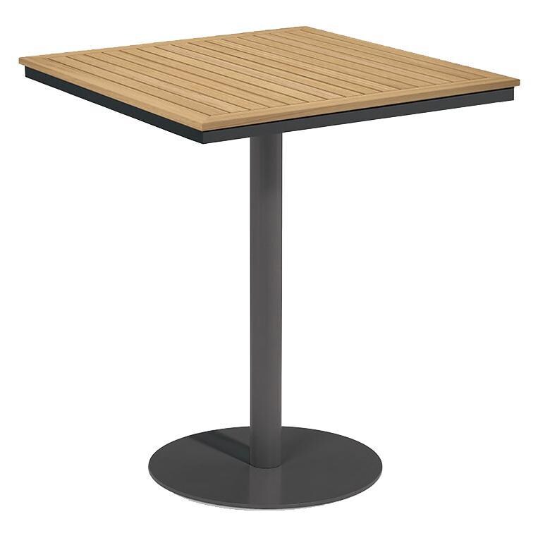 Oxford Garden Travira 38-Inch Square Bar Table w/ Carbon Finish and Natural Tekwood Top
