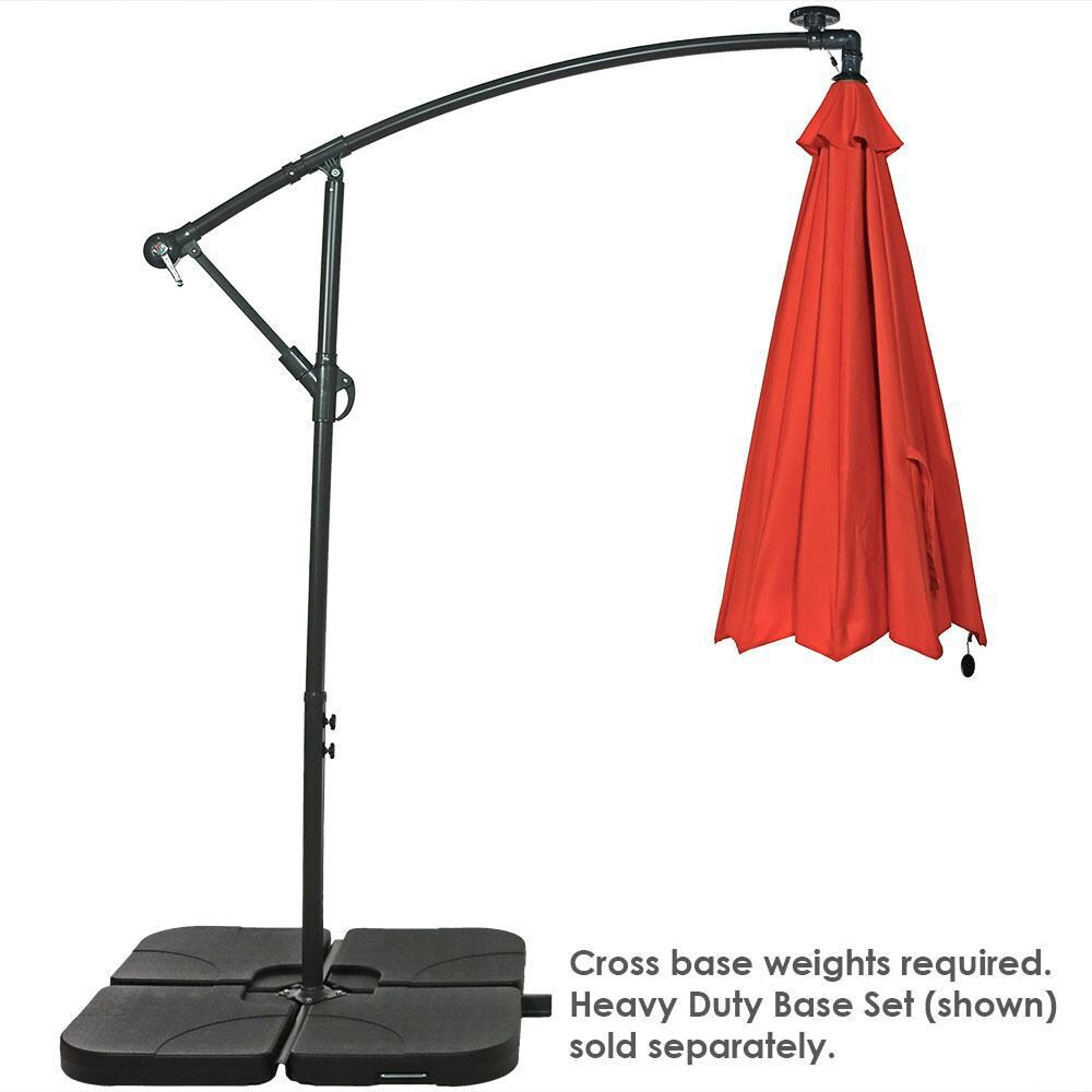 Ultimate Patio 10 Ft. Solar Lighted Octagonal Patio Cantilever Umbrella W/ Crank - Burnt Orange - Weights Needed to Secure Cross Base (Weights Not Included) thumbnail