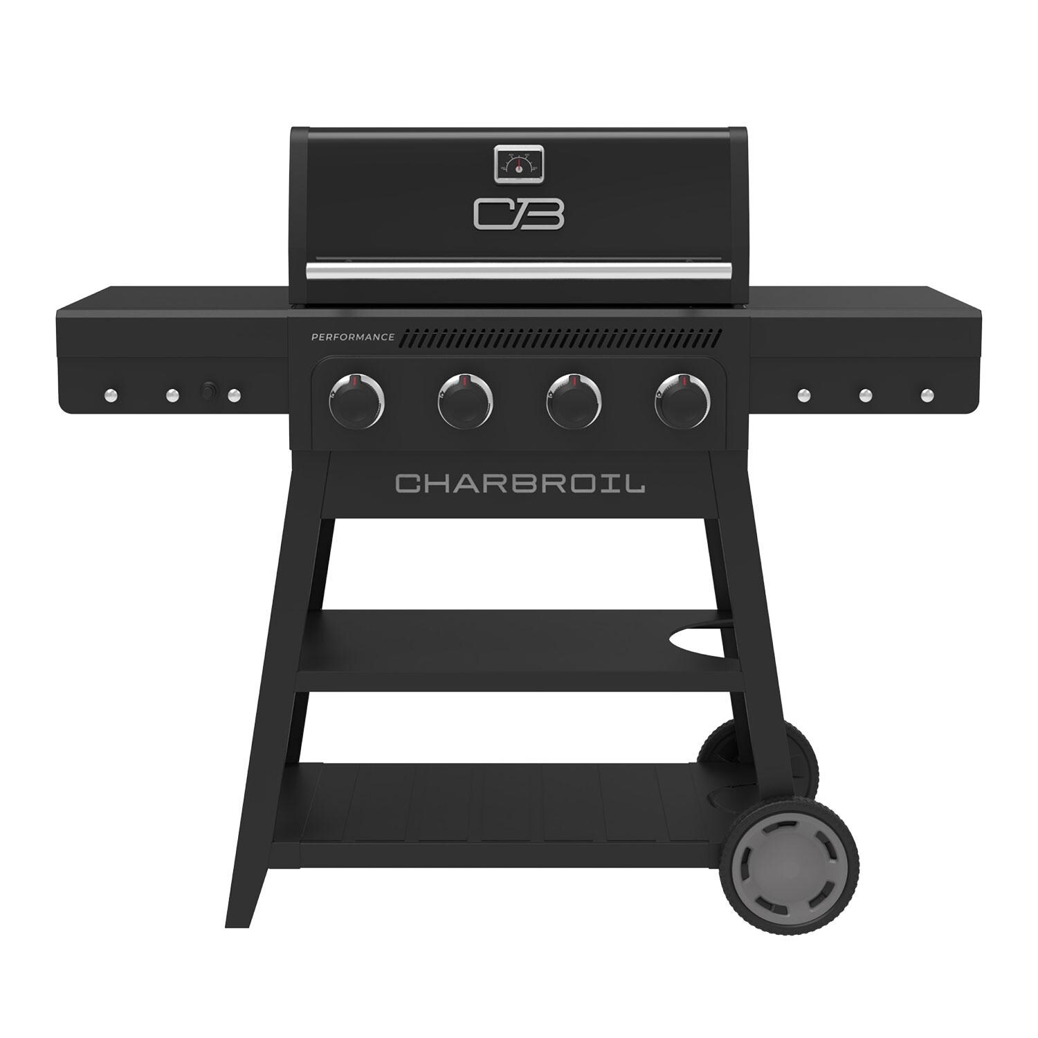 Charbroil 463348825 Performance Series 4-Burner Propane Grill A-Frame Cart - Black & Stainless Steel - Display - White Background thumbnail