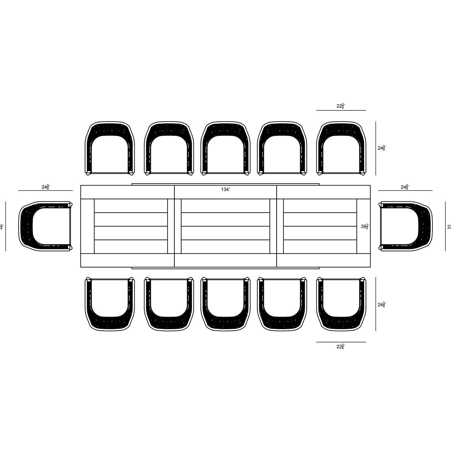 Chloe Bay 12 Seat Extendable Reclaimed Teak Dining Set in Black by Lakeview - Dimensional 2 thumbnail