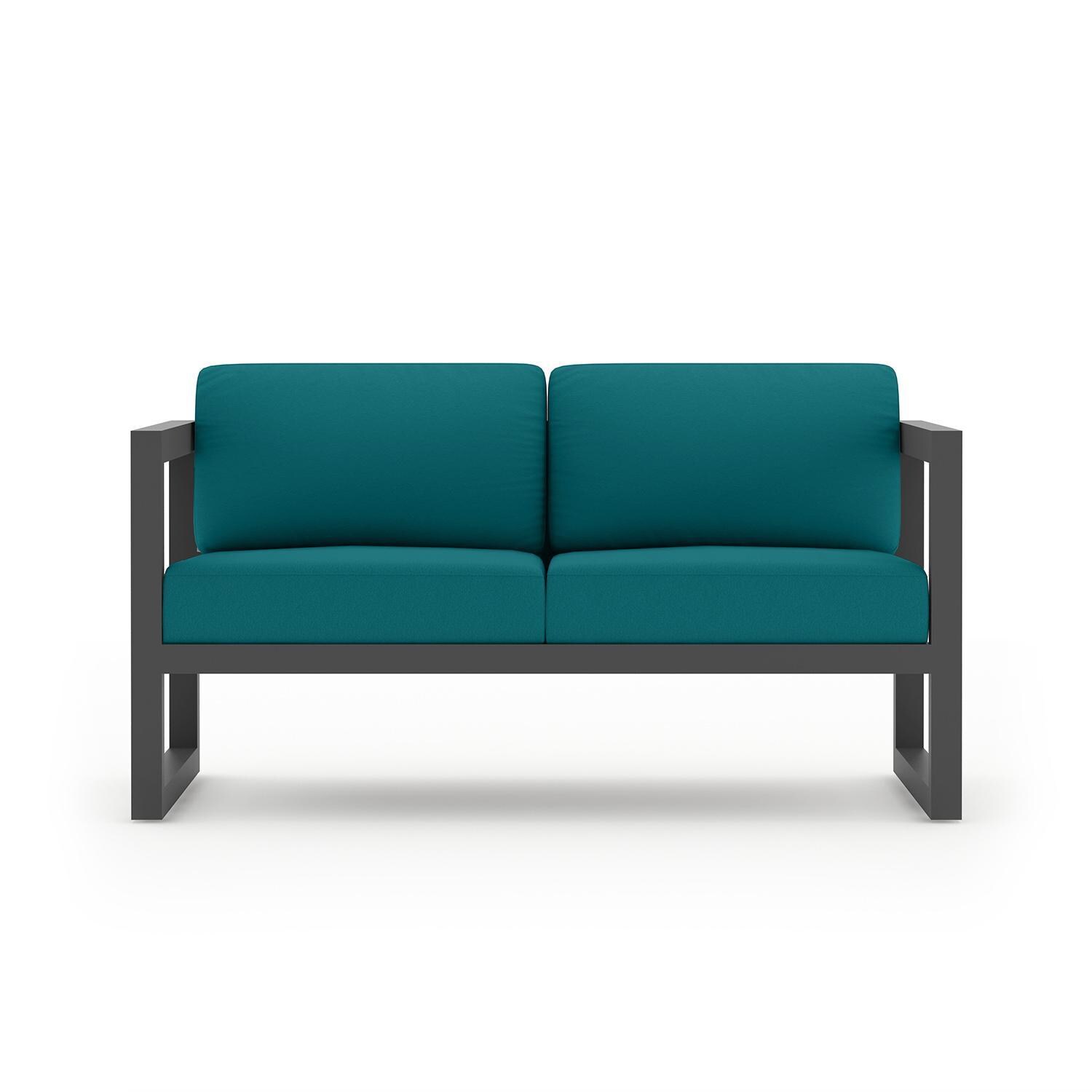 Misty Cove 2 Person Aluminum Loveseat in Slate/Spectrum Peacock by Lakeview Outdoor Designs