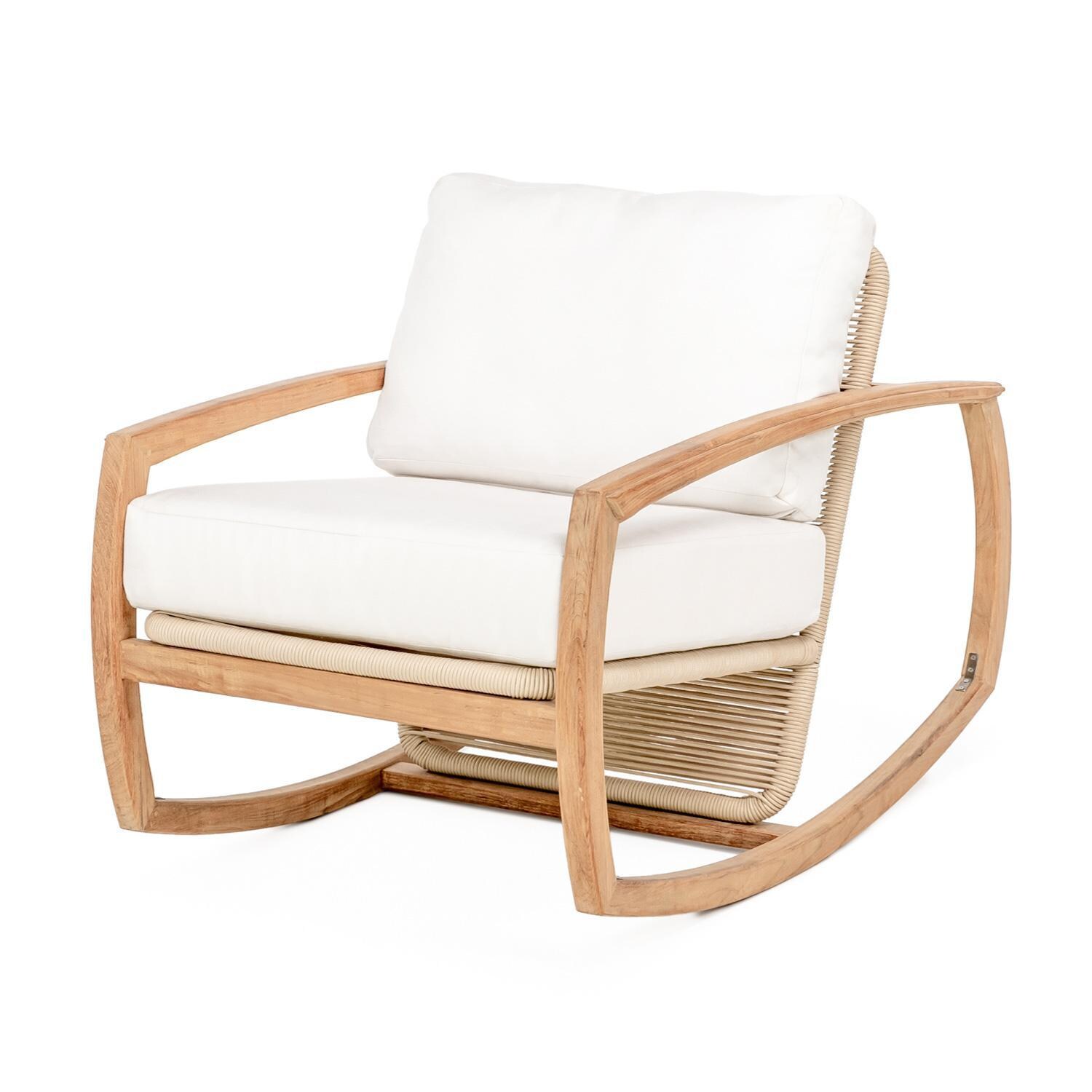 Teak + Table Capri Rocker in Natural - Angle - White Background thumbnail