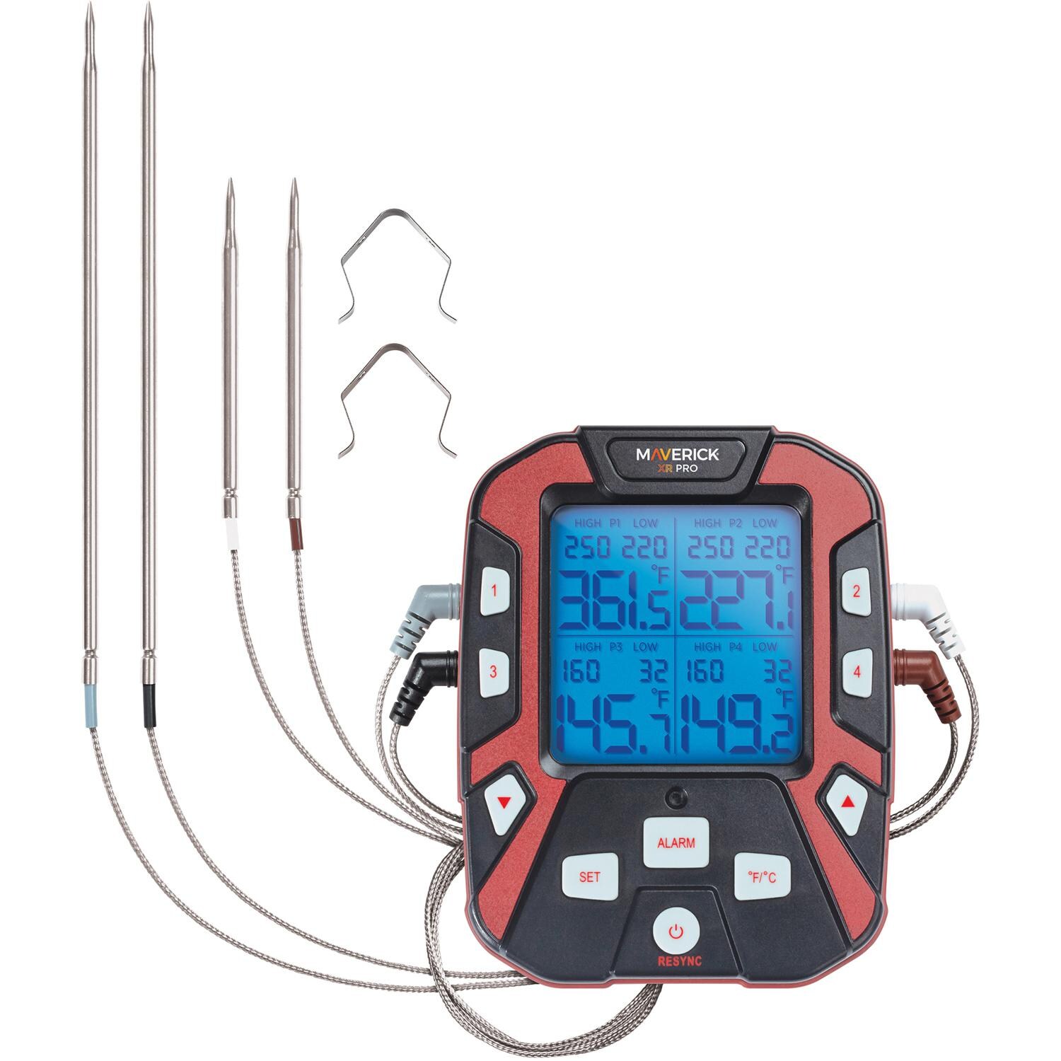 Maverick XR-50 Extended Range BBQ Thermometer W/ 4 Probes - Thermometer and Food Probes thumbnail