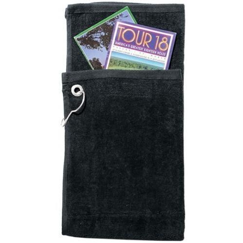 Bi-Fold Golf Towel With Pocket Black