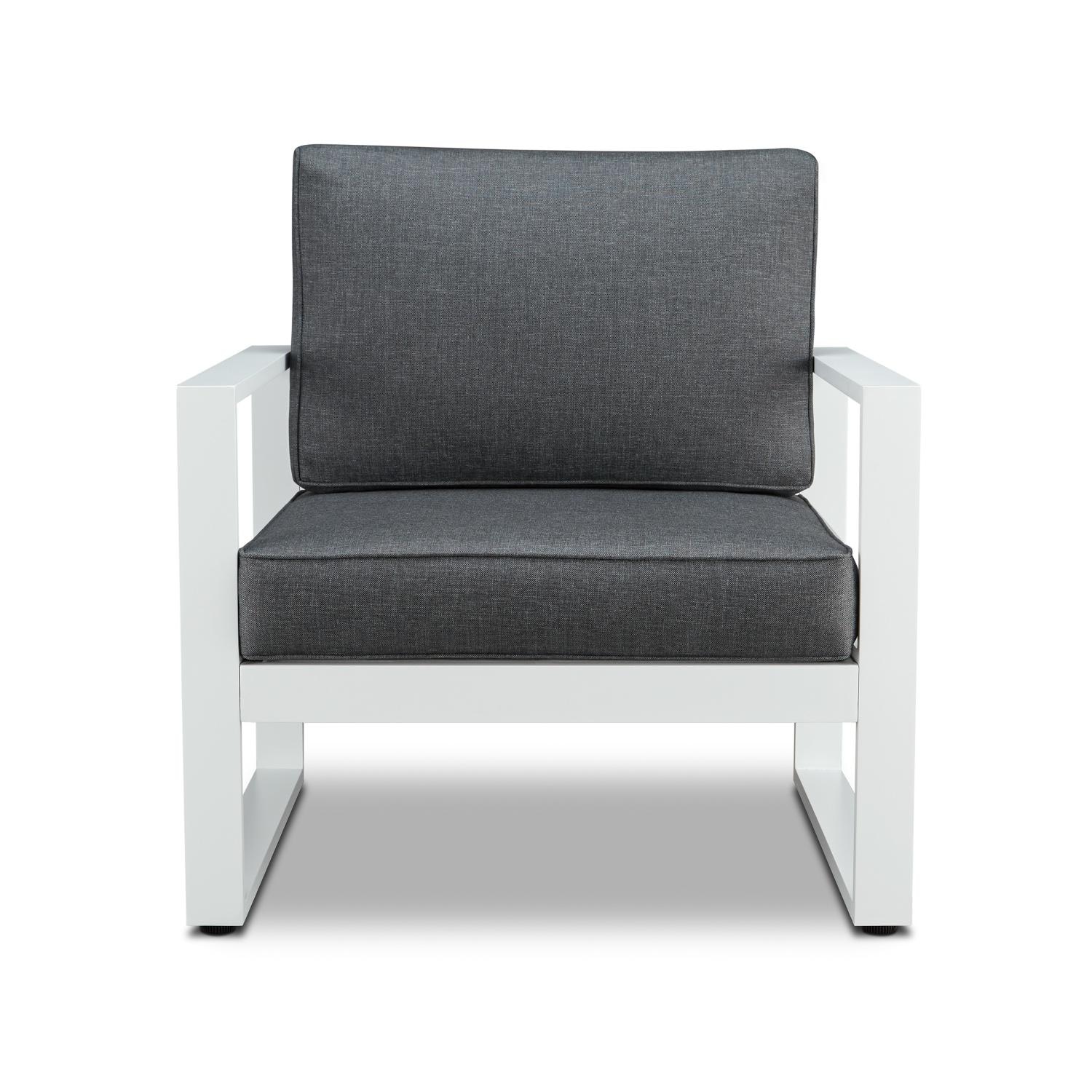 Lakeview Villa Flora White W/ Gray Cushions 2 Piece Aluminum Chair Set - Front View thumbnail