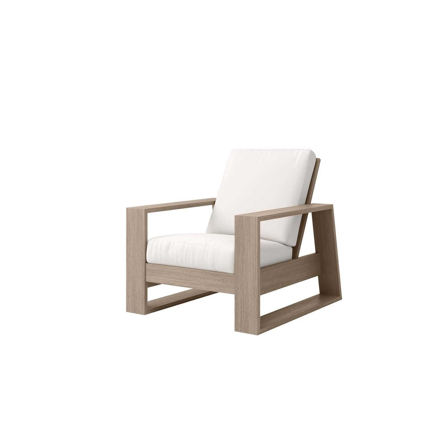 Novara Aluminum Club Chair in Flax w/ Natual White Cushions By Ebel - Back View - White Background thumbnail