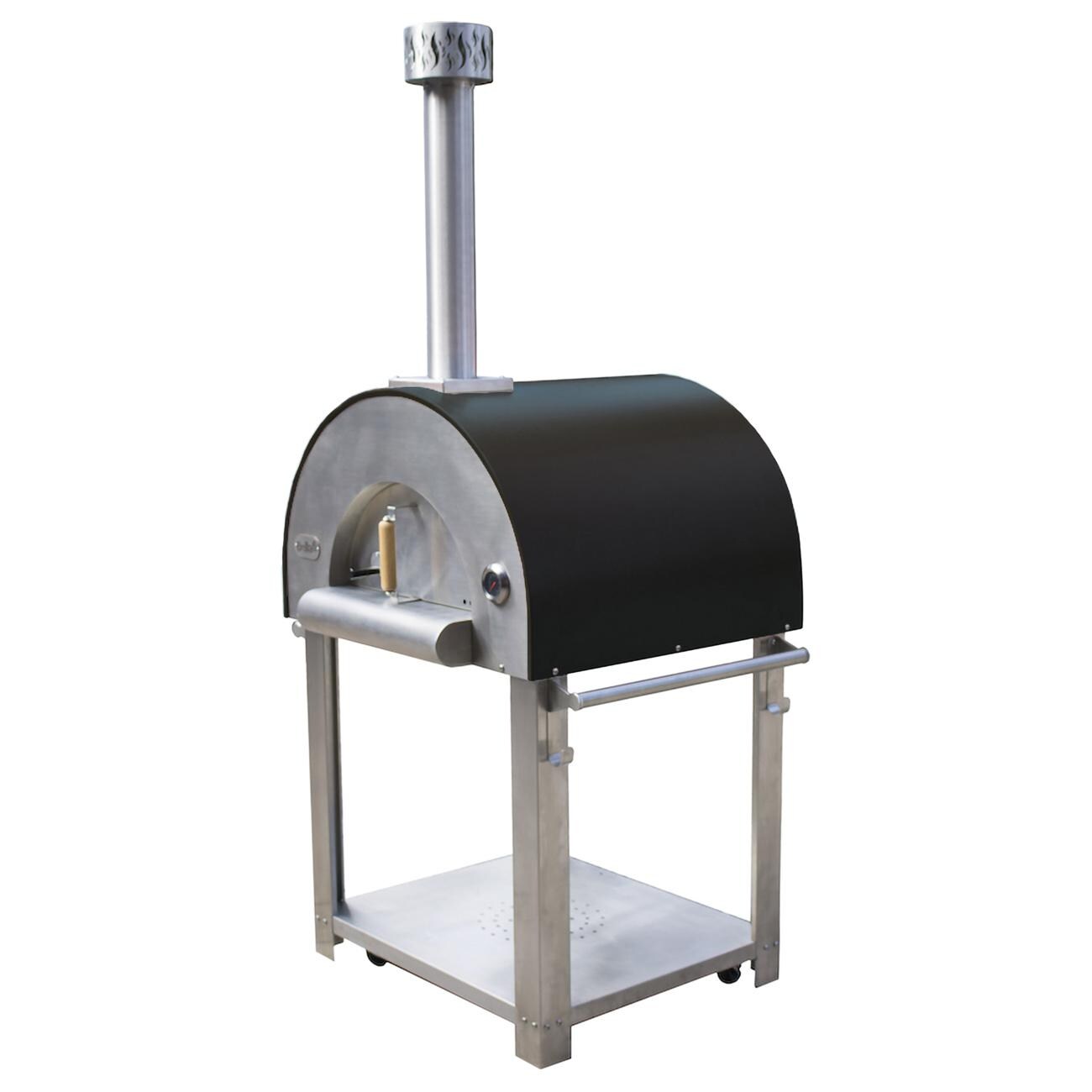 Bella Medio 28-Inch Outdoor Wood Fired Pizza Oven On Cart - Black - BEMS28B