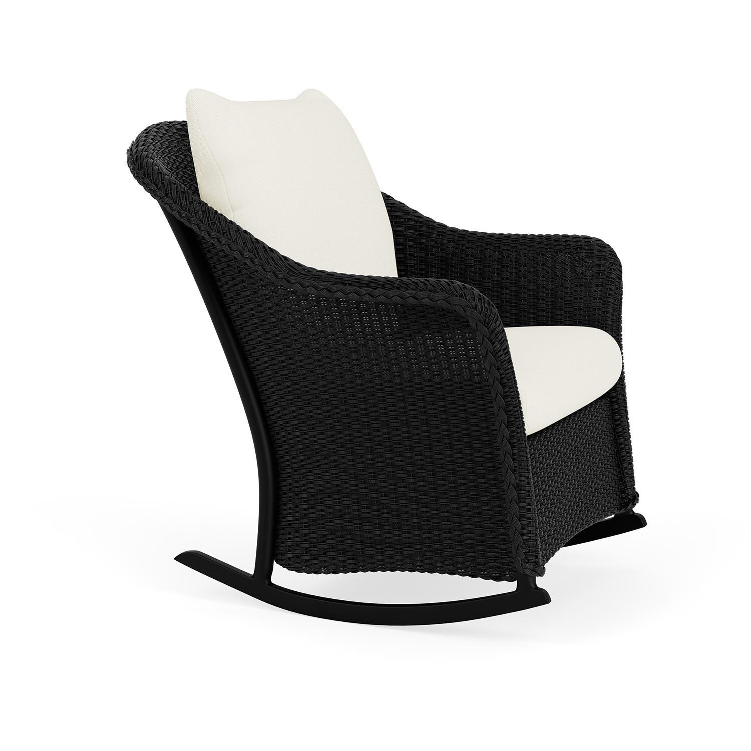 Lloyd Flanders Weekend Retreat Lounge Rocker in Ebony Finish W/ Sailcloth Salt Fabric - Angled thumbnail