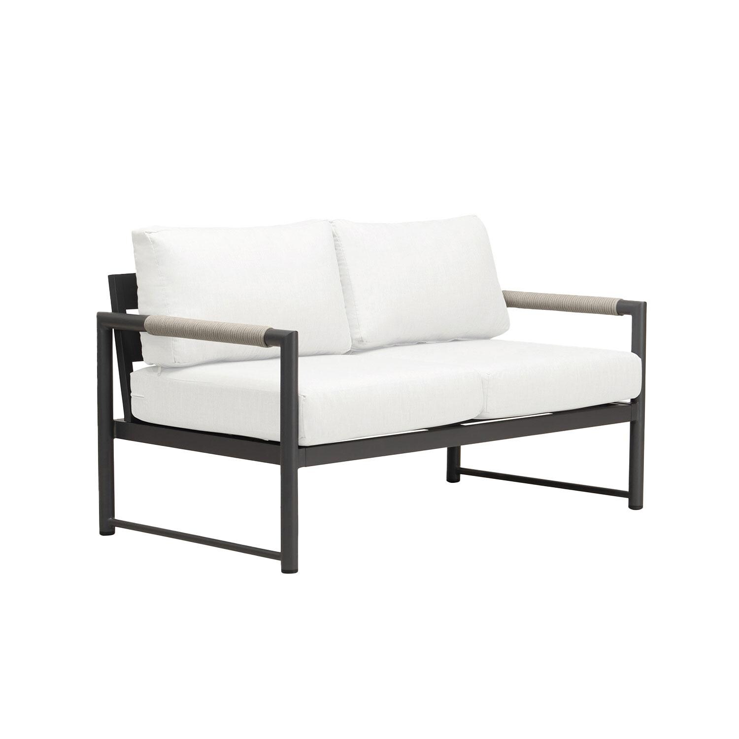 Lakeview AVEBAY-SL-PG-LS-CN Avenue Bay Slate/Pebble Gray Loveseat - Canvas Natural - Angled - White Background thumbnail
