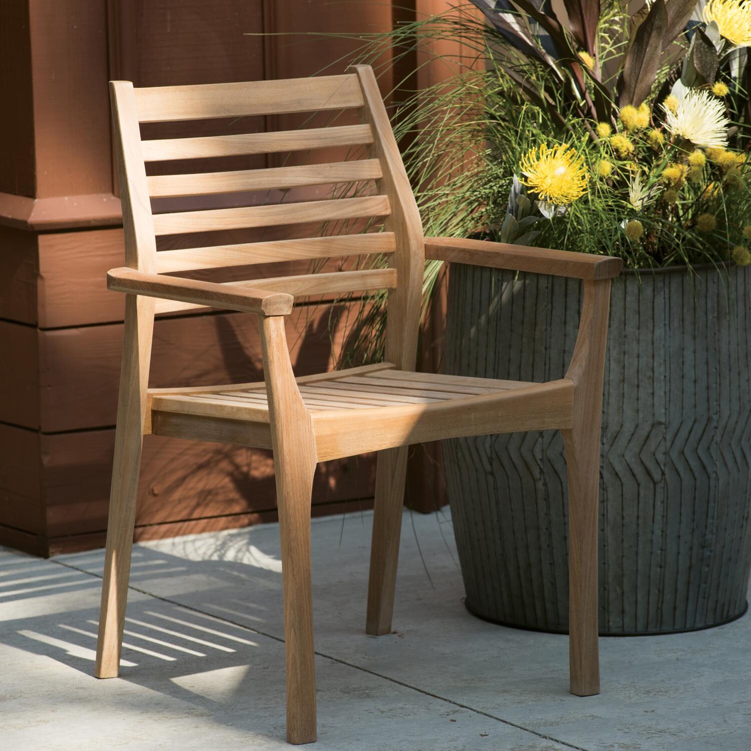 Oxford Garden Mera 2 Pc Natural Teak Stacking Dining Chair - Individual Chair thumbnail