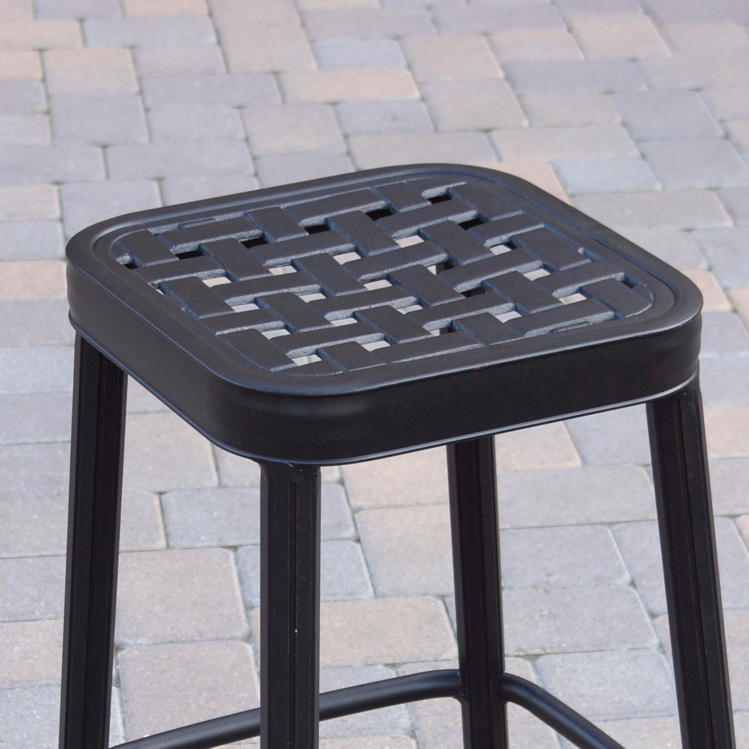 Darlee 1220-7CH-6 Classic 6 Piece Cast Aluminum Backless Square Counter Height Swivel Bar Stool Set W/ Sesame Cushions - Frame Detail thumbnail