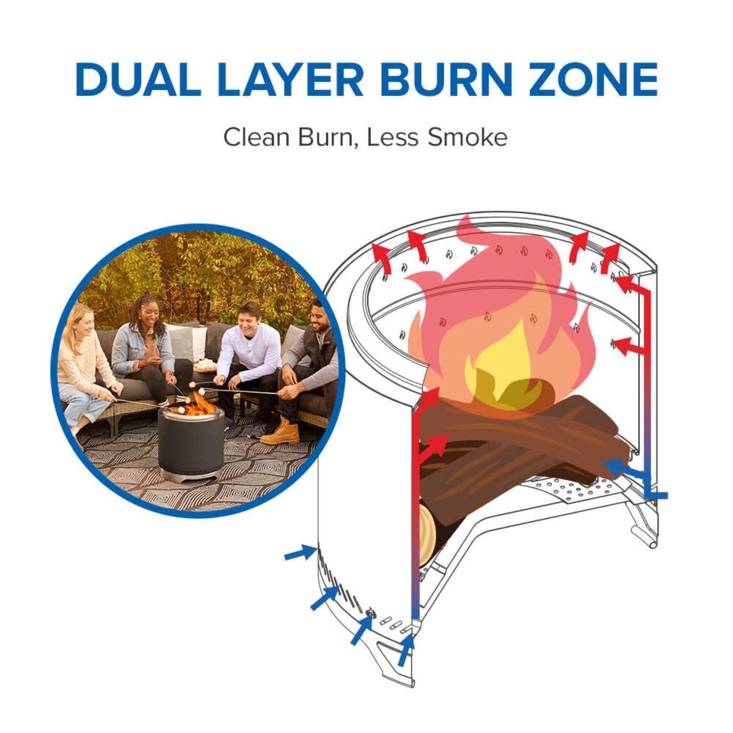 Napoleon NWFPMTI-PHM Timberwolf 18-in Smokeless Round Fire Pit in Matte Black - Dual Layer Burn Zone - Detail thumbnail