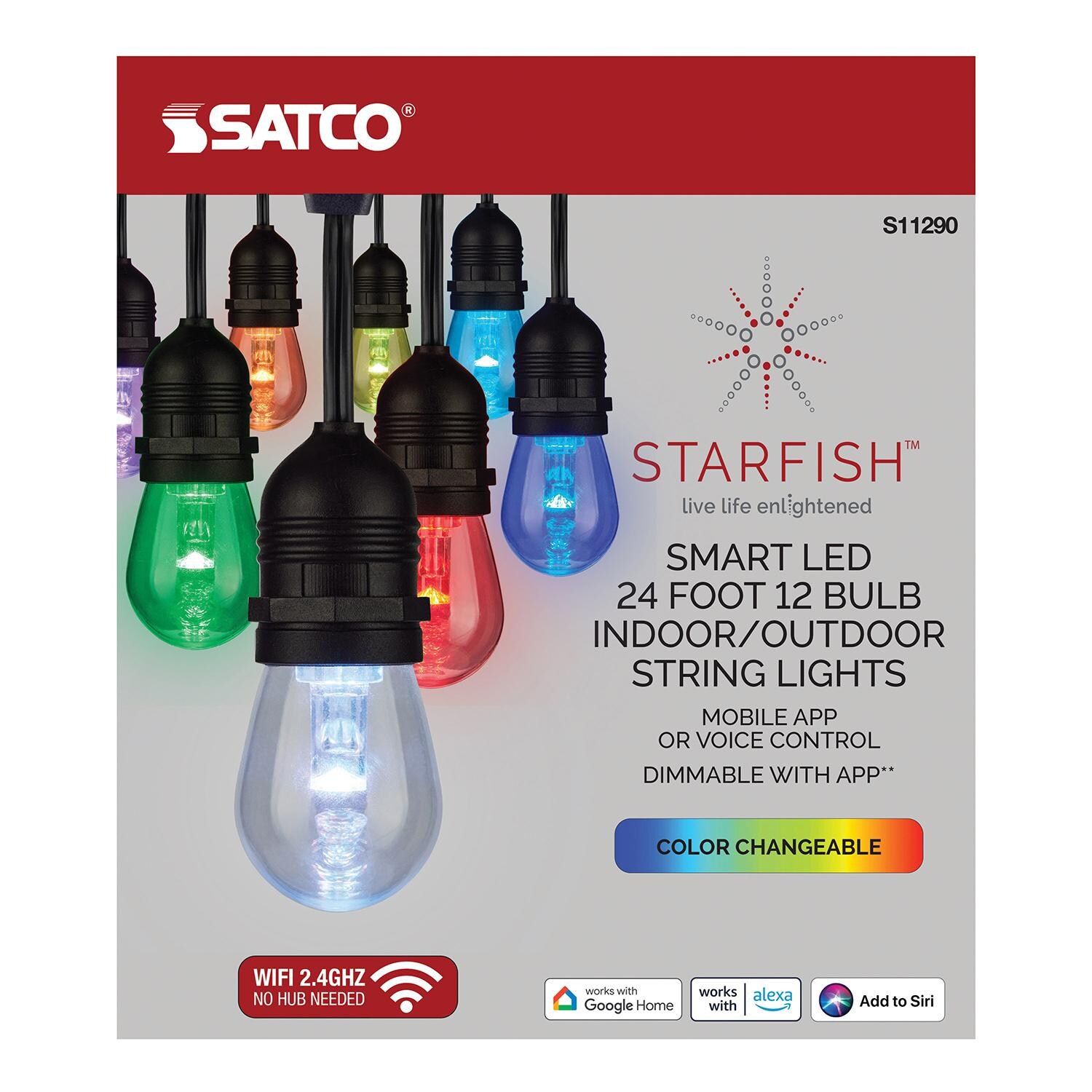 Satco S11290 Smart LED 24 Foot 12 Bulb String Lights - Packaging Front thumbnail