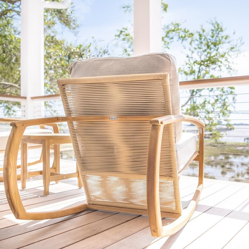 Teak + Table Capri Rocker in Granite - Back of Rocker - Lifestyle thumbnail
