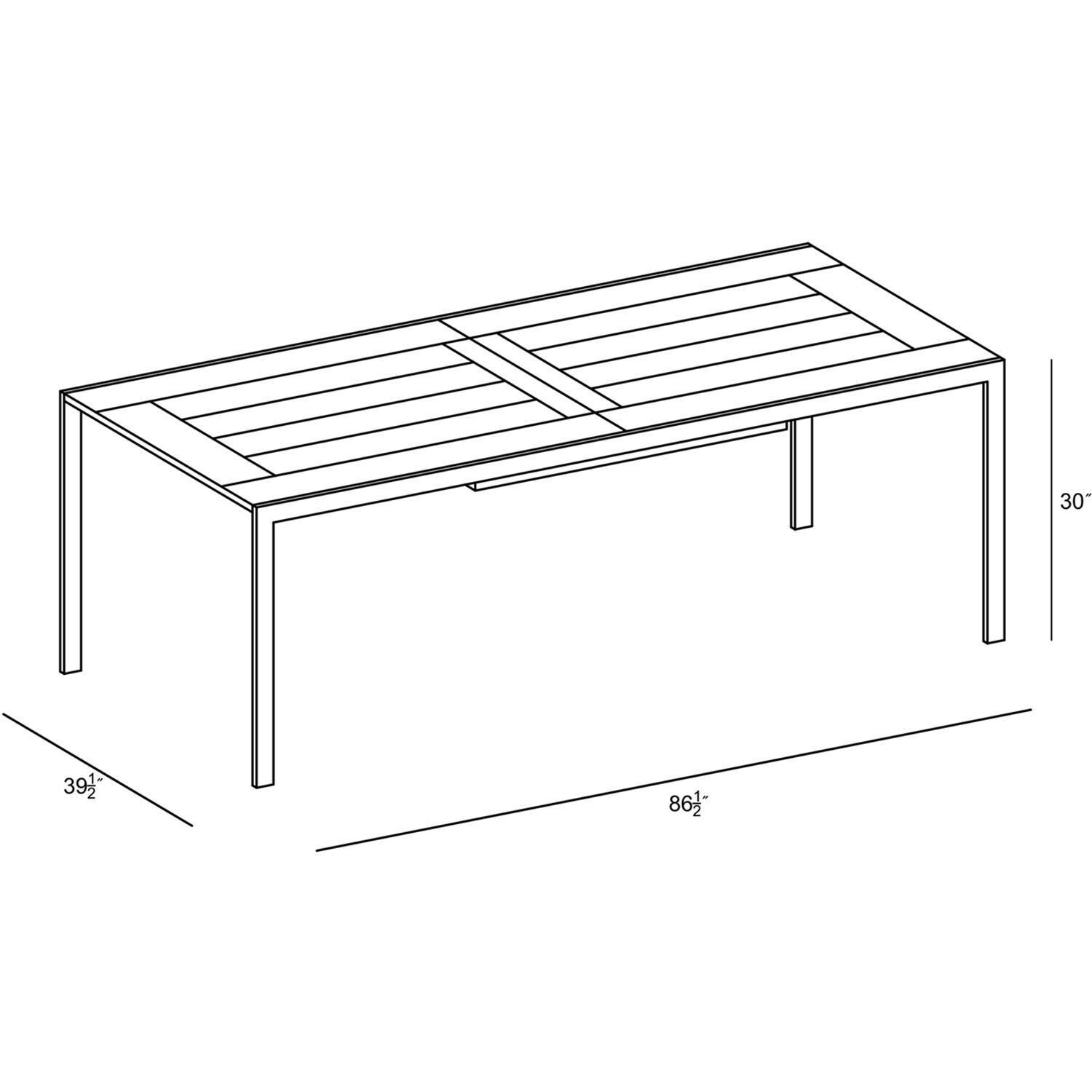 Wood Grove Reclaimed Teak Outdoor Extension Dining Table By - Dimensional thumbnail