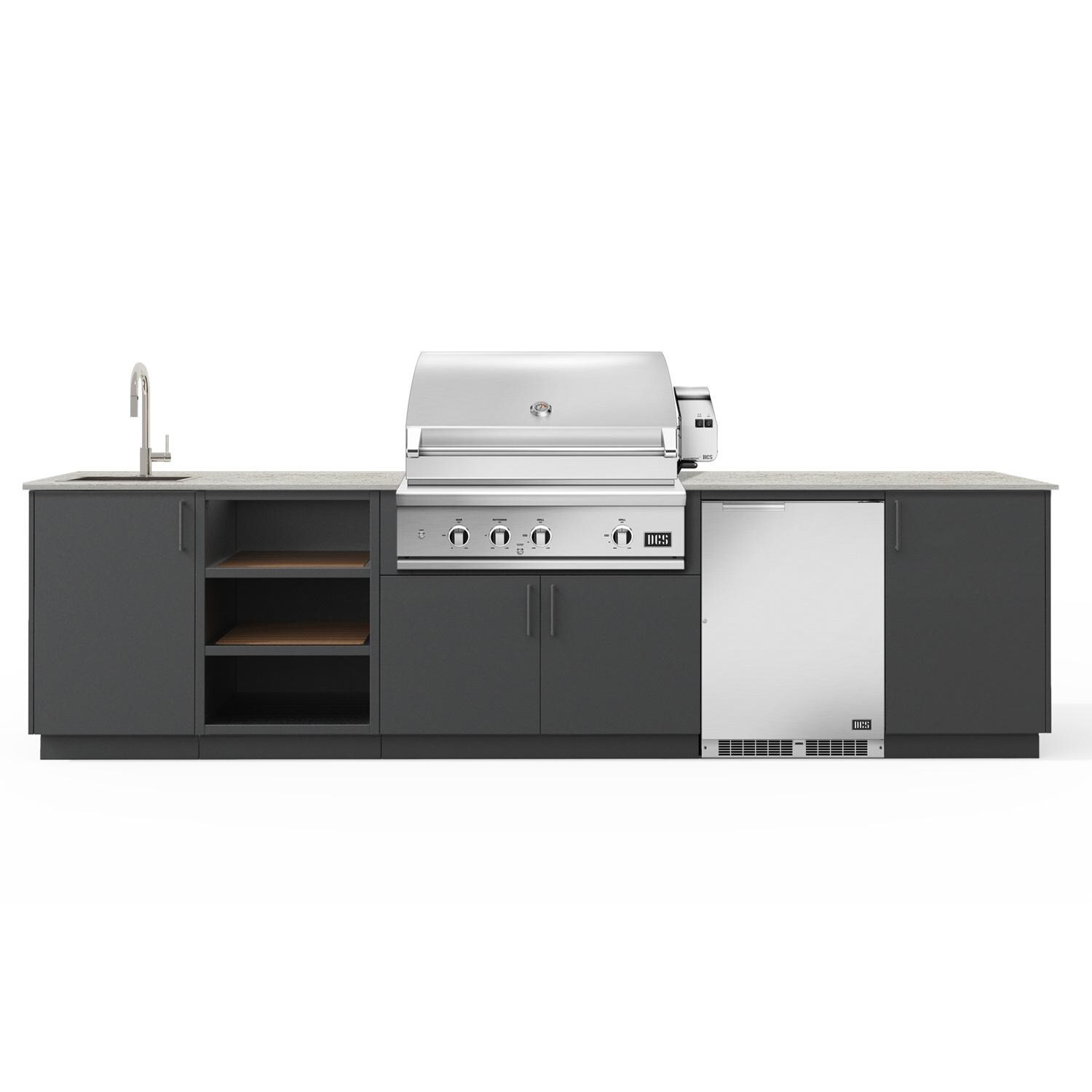 Urban Bonfire Eclipse 36 Outdoor Kitchen w/ DCS Propane Grill, Sink, Refrigerator, Keon Dekton Countertop & Anthracite Finish - B-Eclipse-36-DCS-Keon-Anthracite
