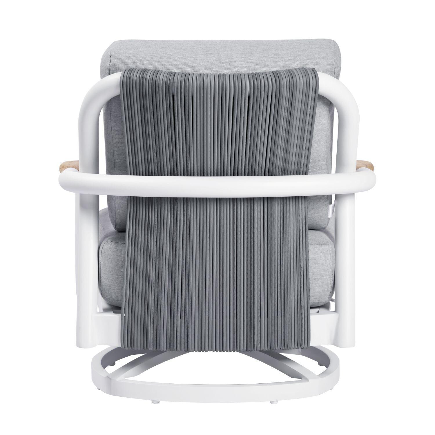 Elementi OS-2501W Santorini Outdoor Aluminum Swivel Club Chair w/ Sunbrella Cushions - Rear View - White Background thumbnail