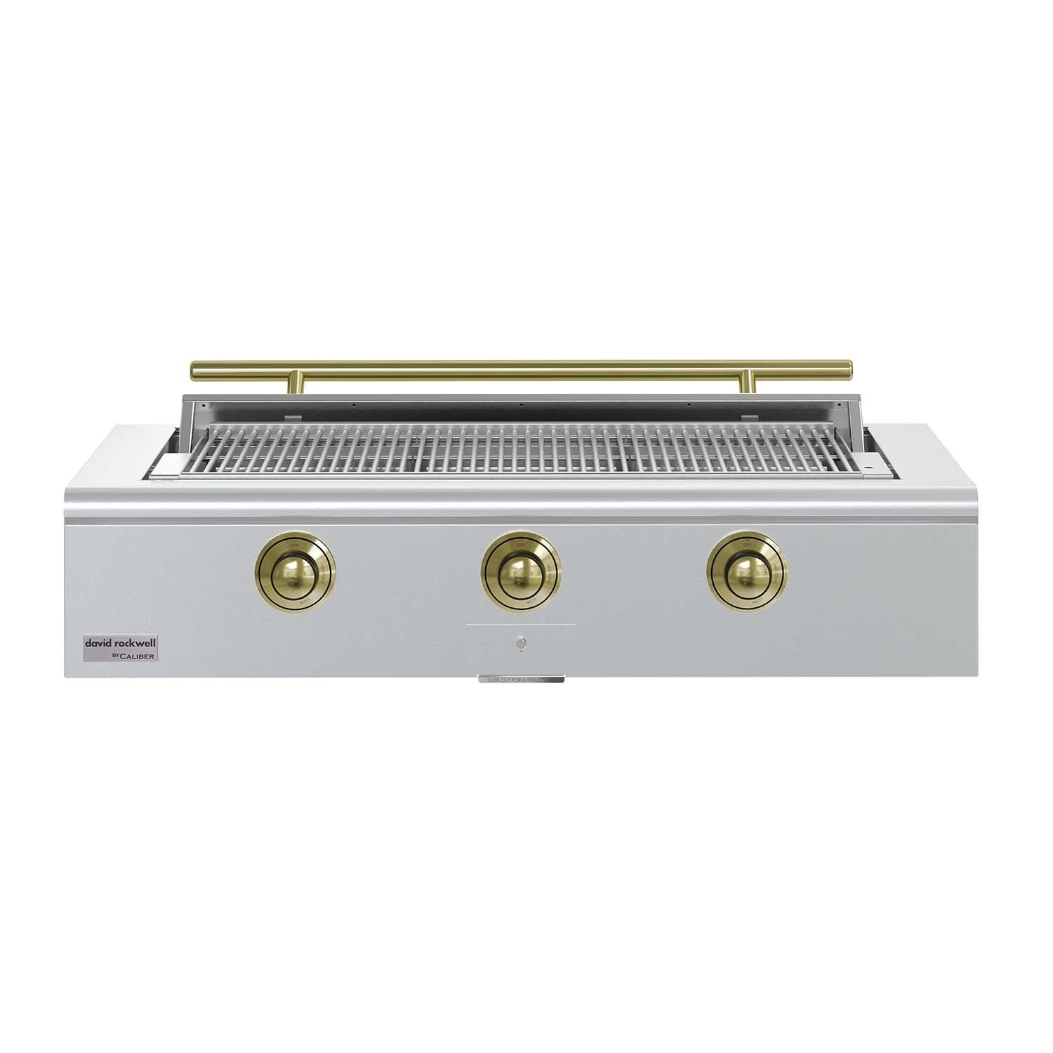 Caliber CRG-48BN00-A-H01 48-in Natural Gas Built-In Rockwell Grill - Brass Hardware - White Background thumbnail