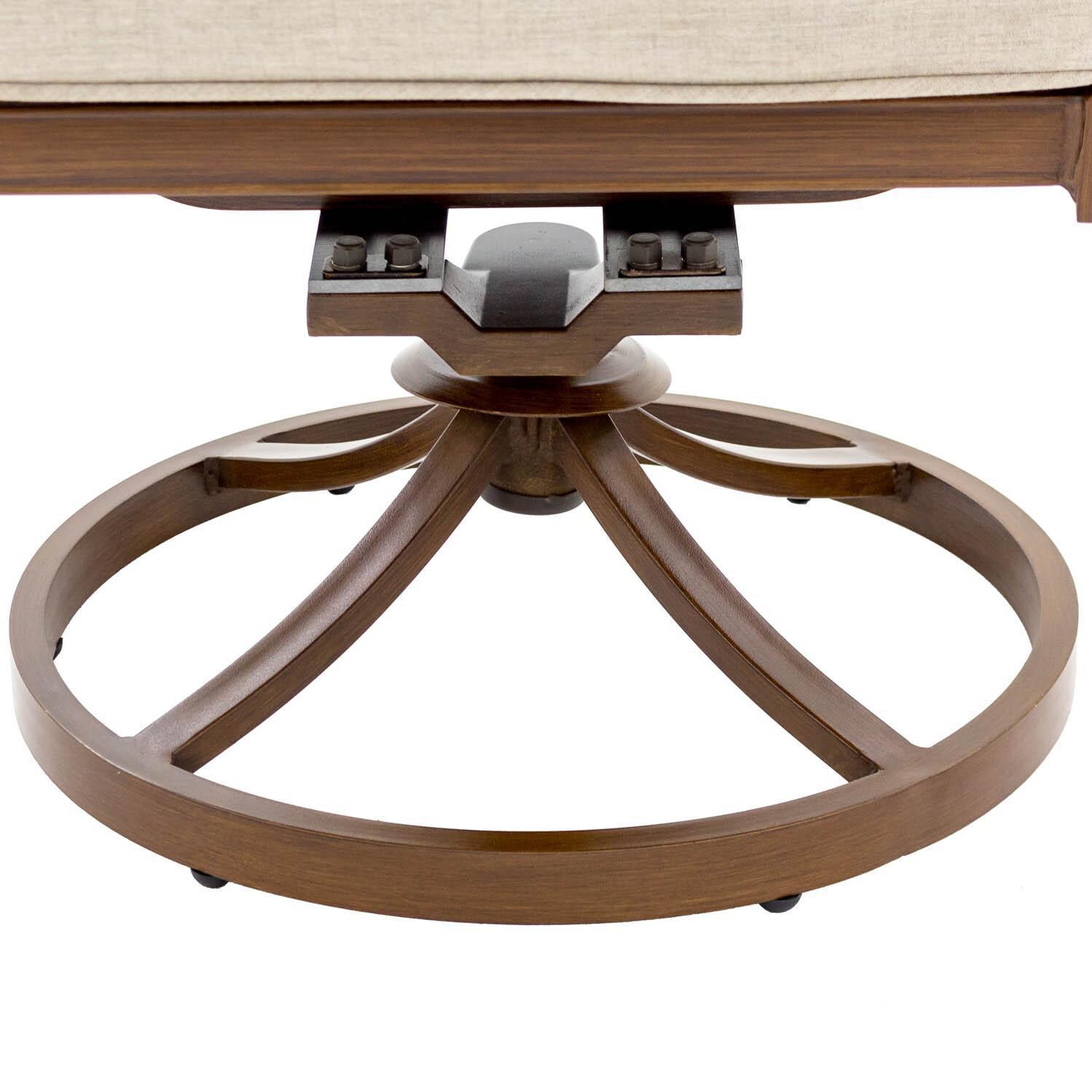 Arabella Aluminum Swivel Rocker Dining Chair W/ Sunbrella Cast Ash Cushion - Swivel Detail thumbnail