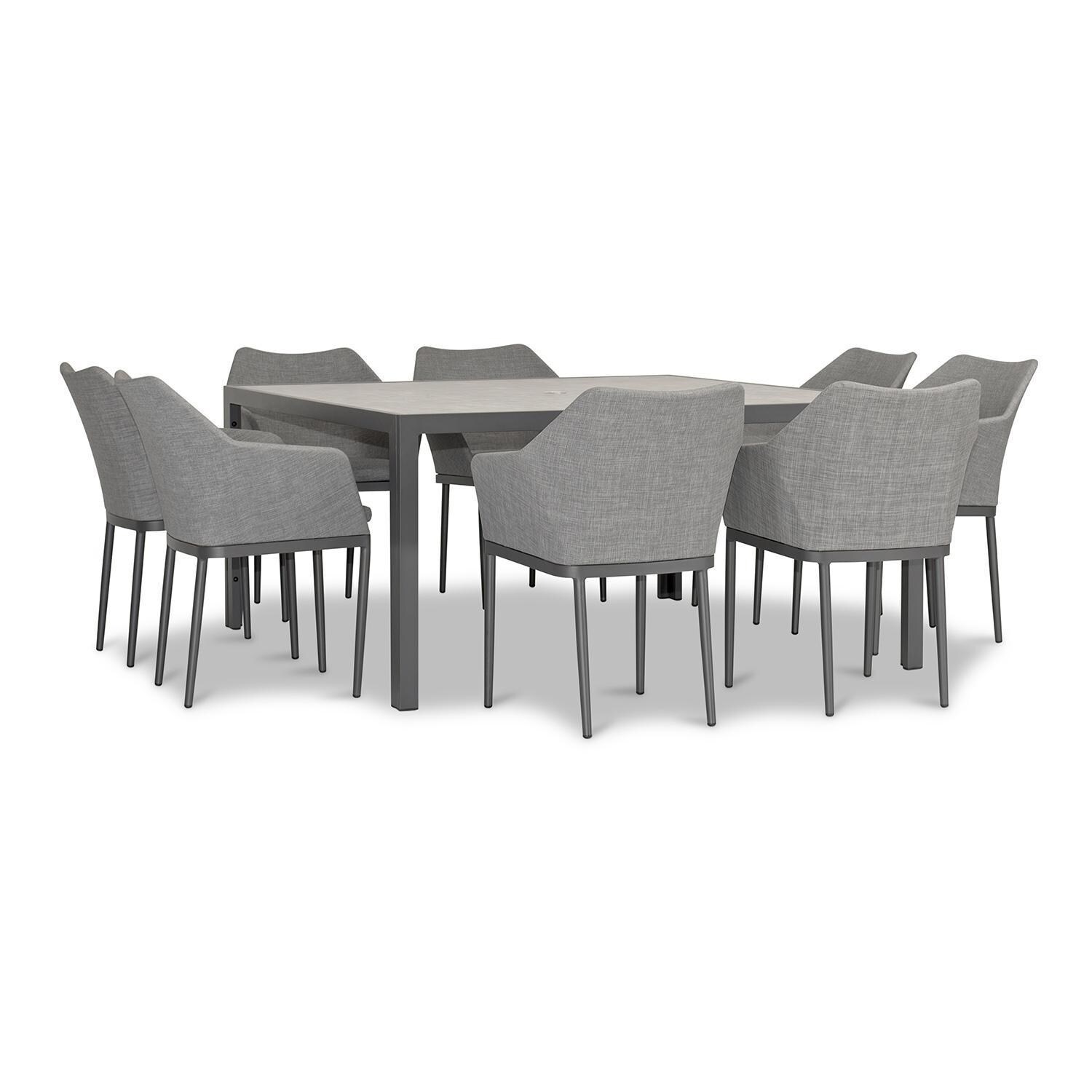 Starlook Bay 9 Pc Aluminum Square Dining Set in Slate by Lakeview - Side View - White Background thumbnail
