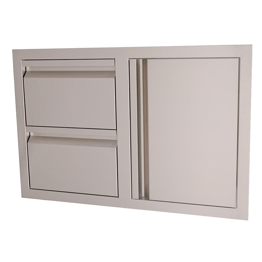 RCS VDC1SCR Valiant Double Soft Close Drawer & Right Hinged Door Combo - Angled Right - White Background thumbnail