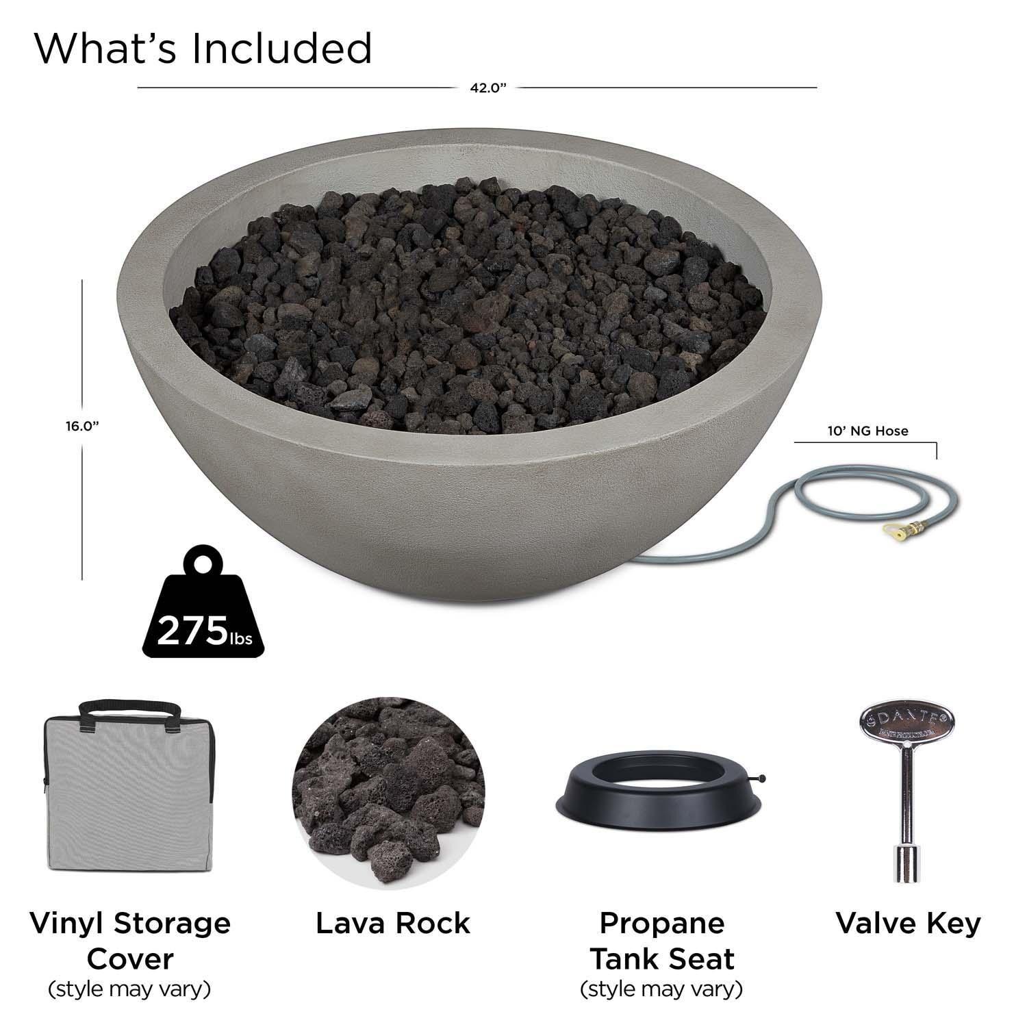 Dustyview 42 Inch Round Glass Fiber Reinforced Concrete Natural Gas Fire Bowl in Shade by BBQGuys Signature - Included thumbnail