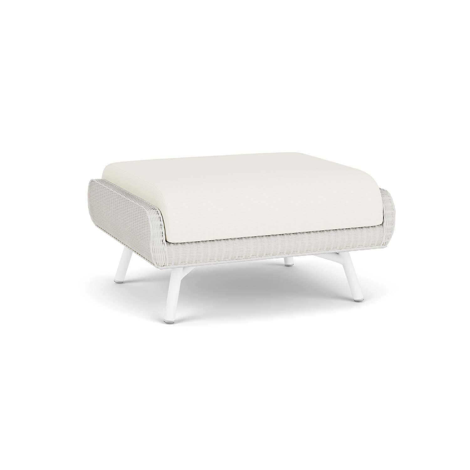 Lloyd Flanders Essence Ottoman W/Sailcloth Salt Fabric - Matte White Finish - Back Left thumbnail