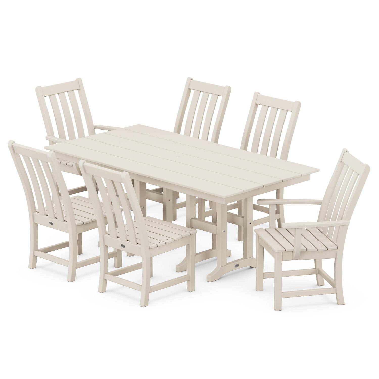 POLYWOOD Vineyard 7-Piece Farmhouse Dining Set - Sand