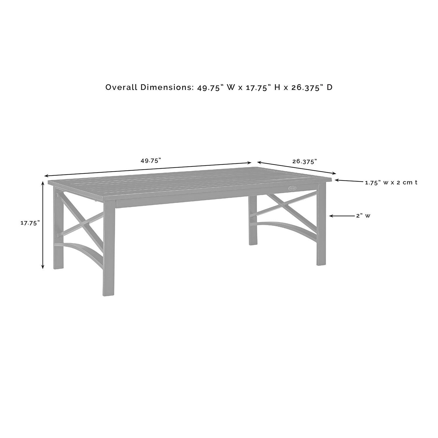 Ultimate Patio UP-82261BZ-MI 4Pc Outdoor Sofa Patio Furniture Set in Mist - Coffee Table Dimensions - Diagram thumbnail
