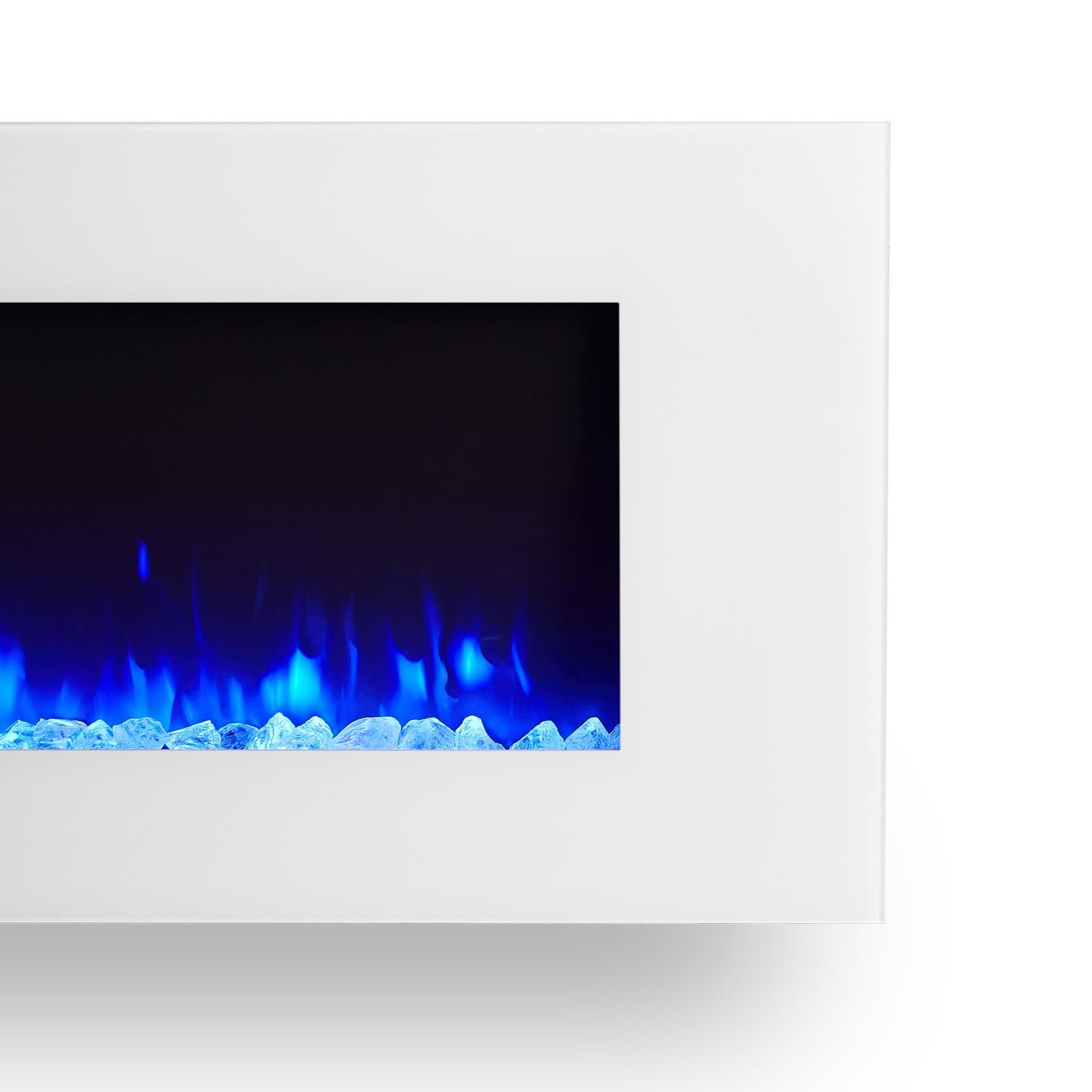 Real Flame 1330E-W DiNatale 50-Inch Wall-Mounted Electric Fireplace - White - Glass Detail - Blue Flames thumbnail