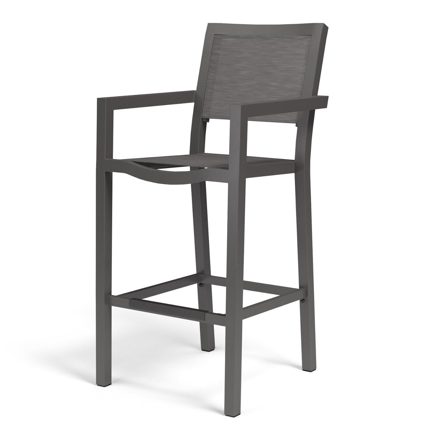 Sunset West Vegas Aluminum Patio Sling Barstool W/ Textilene Graphite Slings - White Background thumbnail