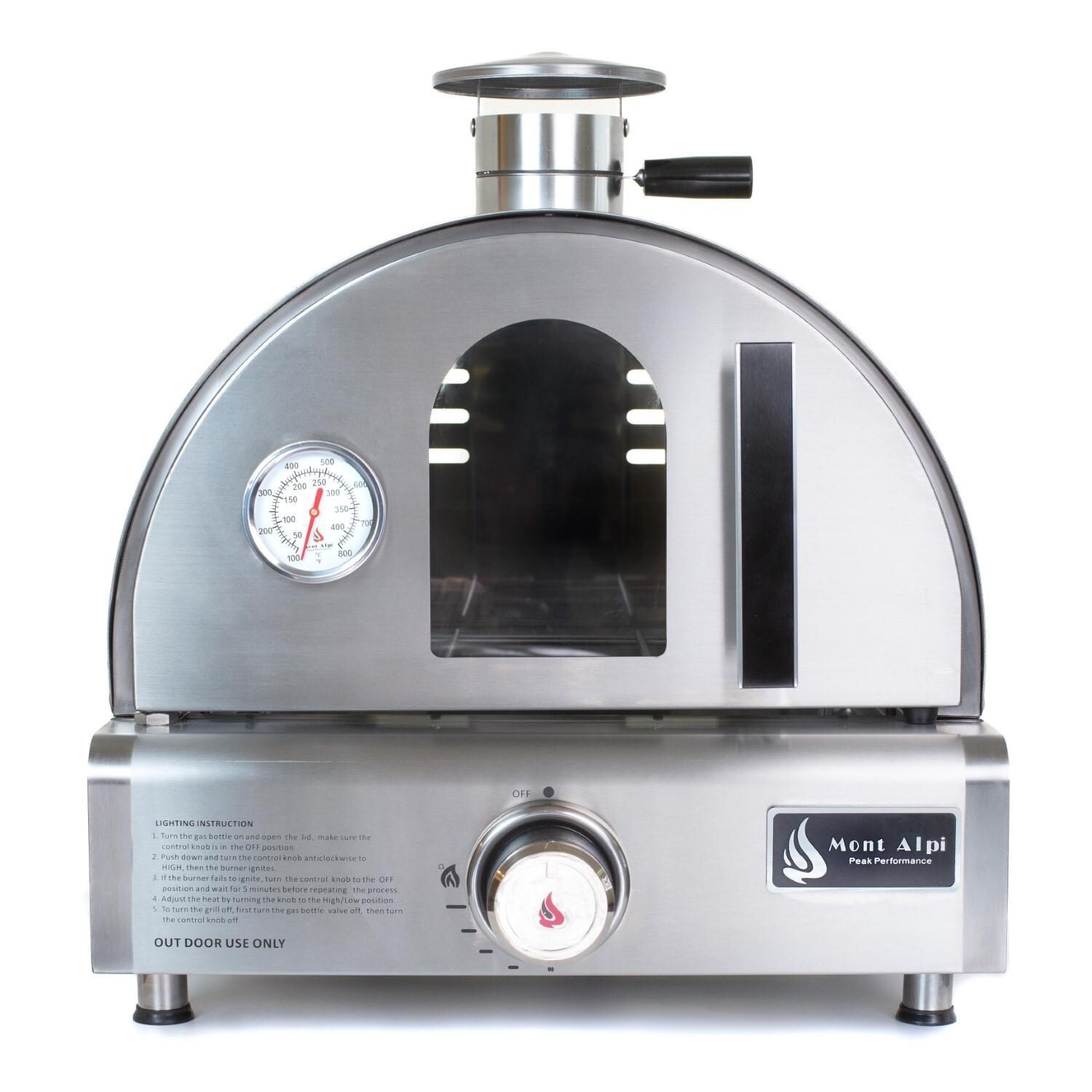Mont Alpi MAPZ-SS Portable Propane Outdoor Pizza Oven - Oven Seen From Front - White Background thumbnail
