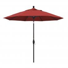 California Umbrella 9 Ft. Octagonal Aluminum Collar Tilt Patio Umbrella W/ Crank Lift & Aluminum Ribs - Bronze Frame / Olefin Red Canopy