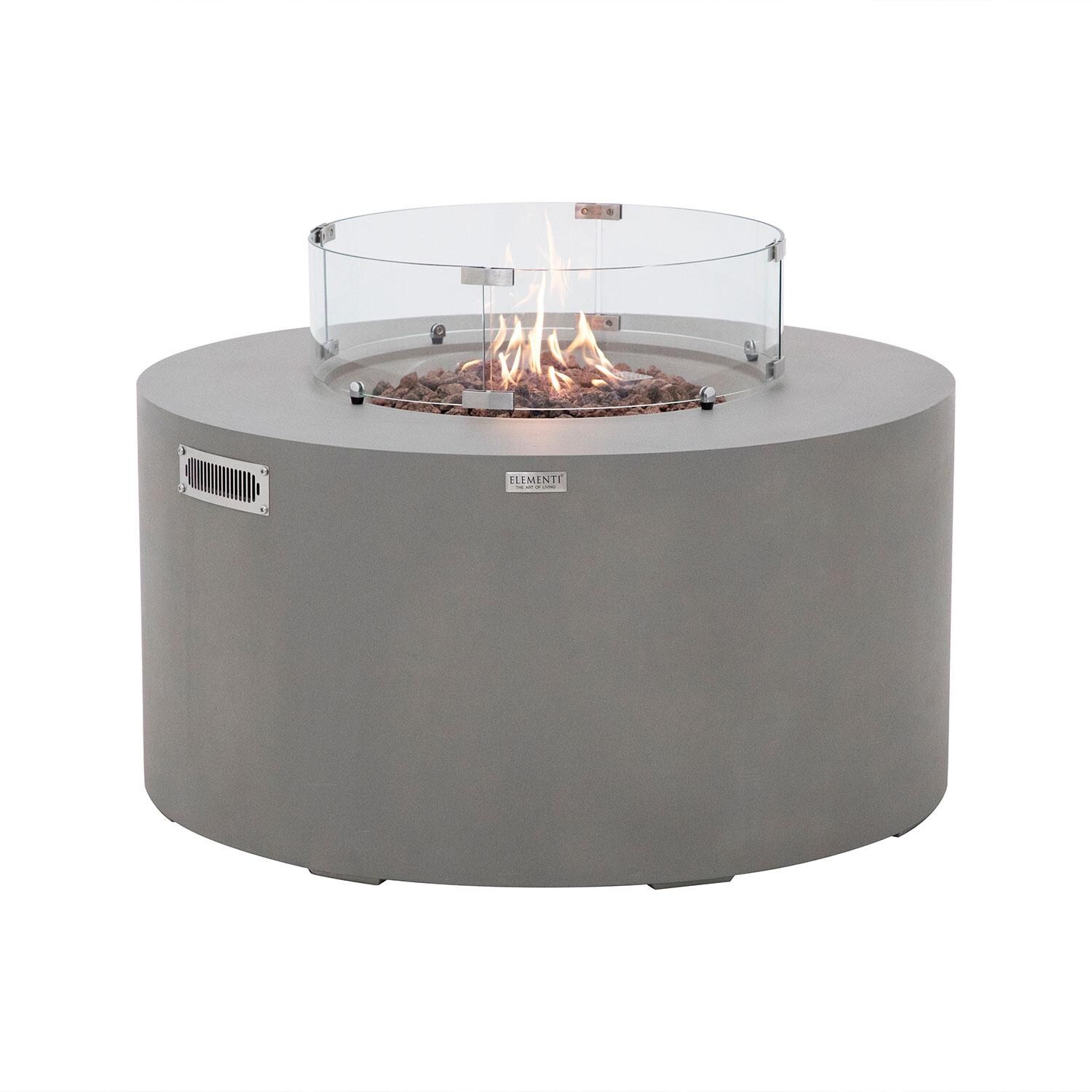Elementi OFG311LG-LP Pacaya 43-in Liquid Propane Concrete Fire Table w/ Hidden Tank in Light Grey - Wind Guard Attached - White Background thumbnail