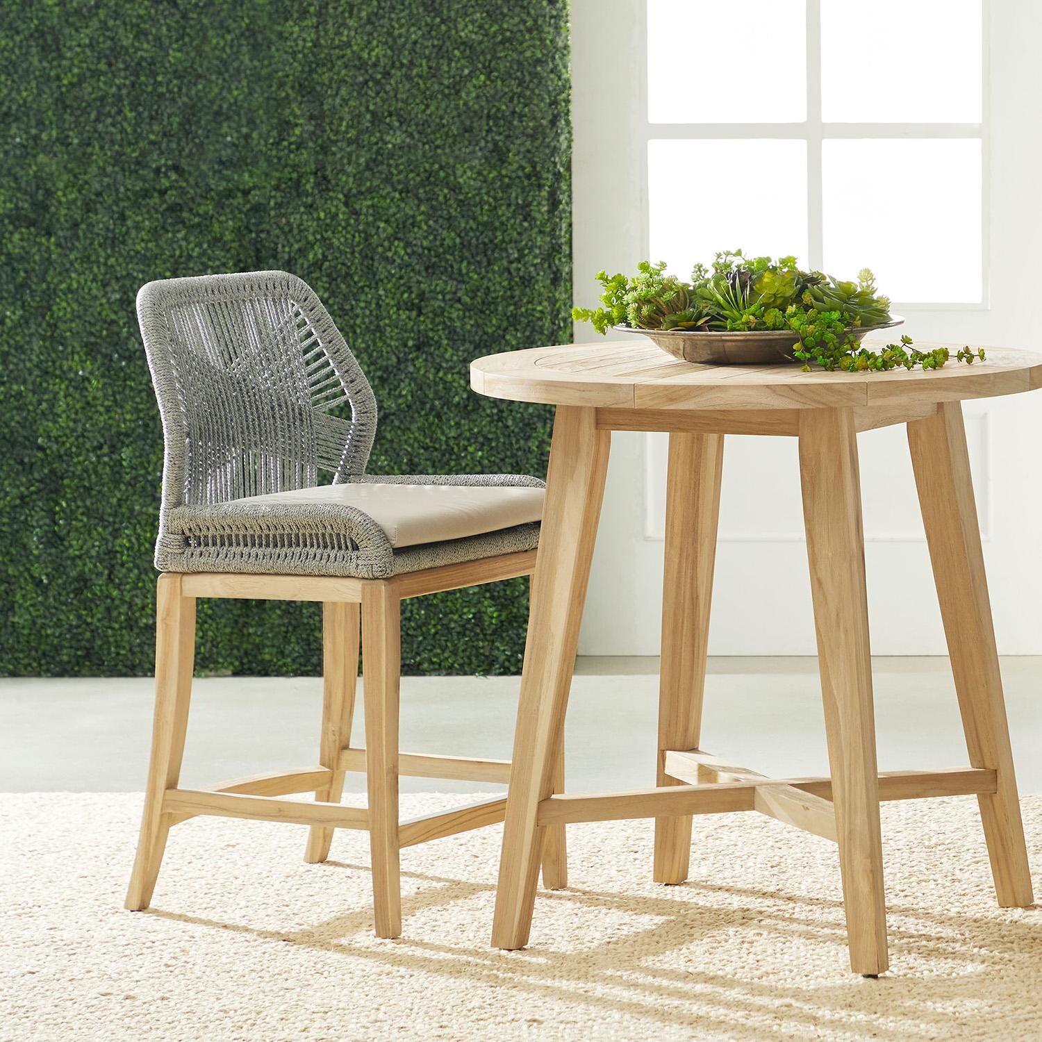 Lakeview Peninsula Way Woven Rope Counter Bar Stool in Platinum  - With Table thumbnail