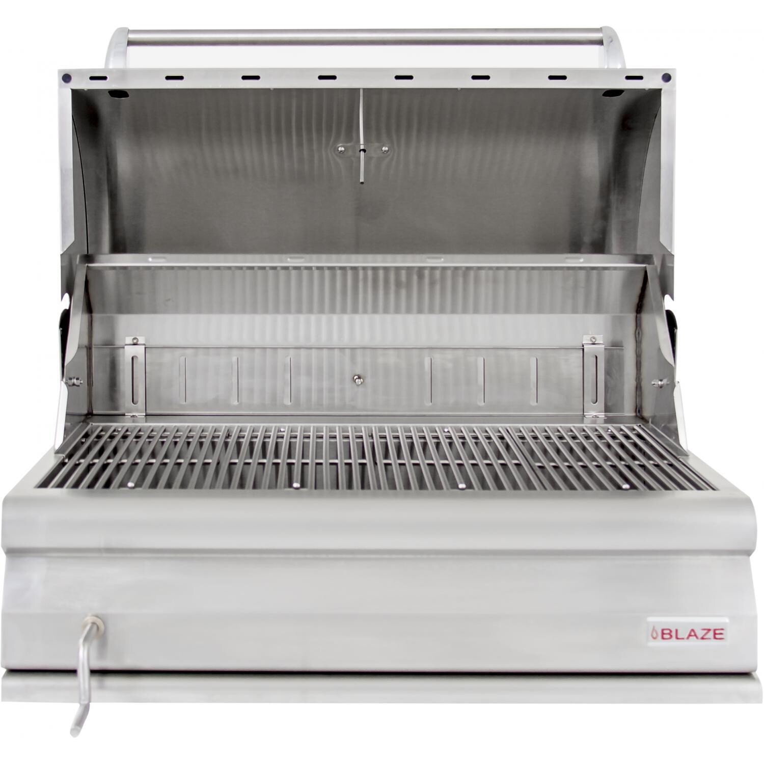 Blaze 32-Inch Stainless Steel Charcoal Grill - Hood Open