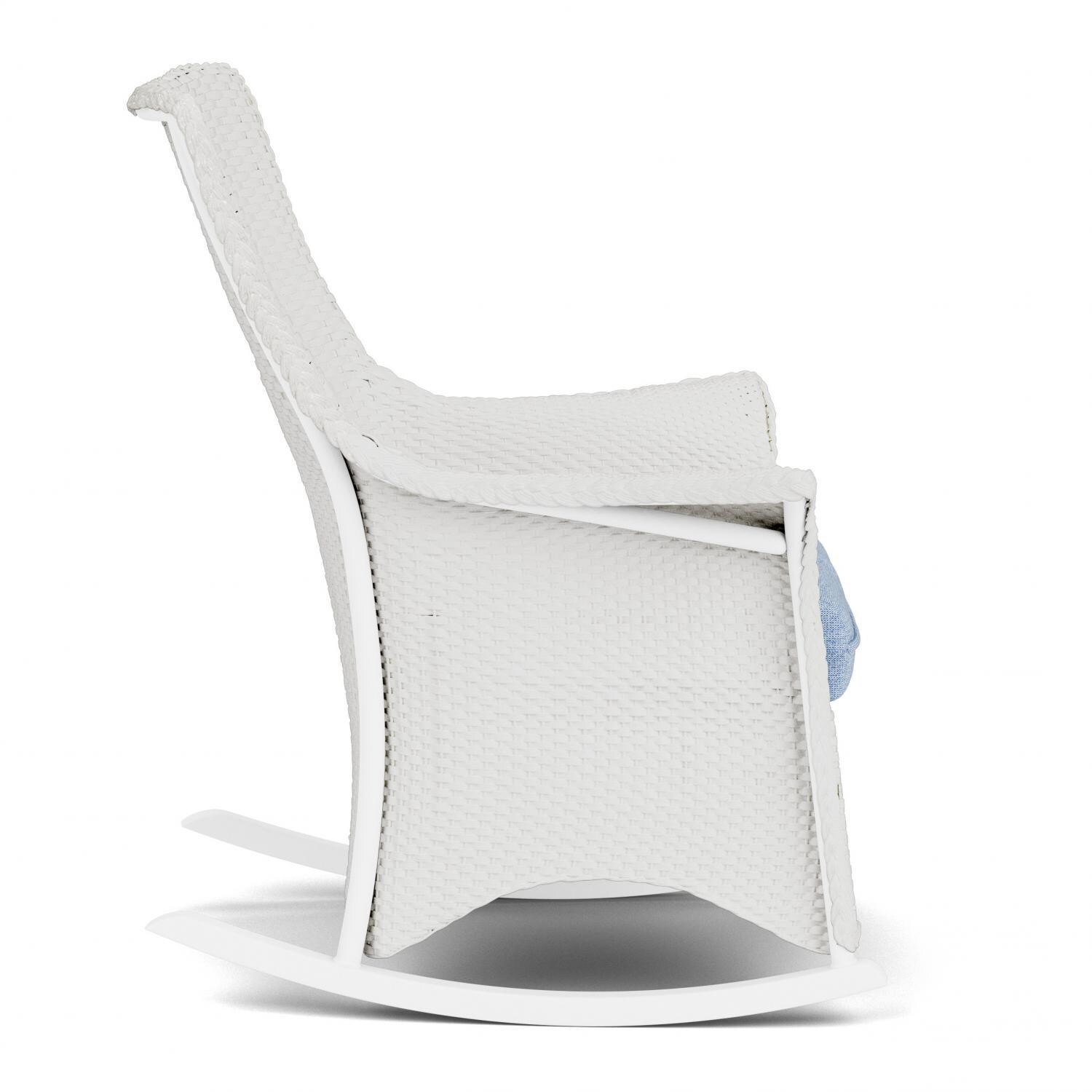 Lloyd Flanders Mandalay Porch Rocker in Matte White Finish with Demo Skyway fabric - Side thumbnail