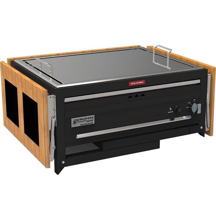 My Hibachi BBQ Flattop Grill - Side Tables And Cart Folded For Transportation - Shown With Hibachi Cooking Surface thumbnail